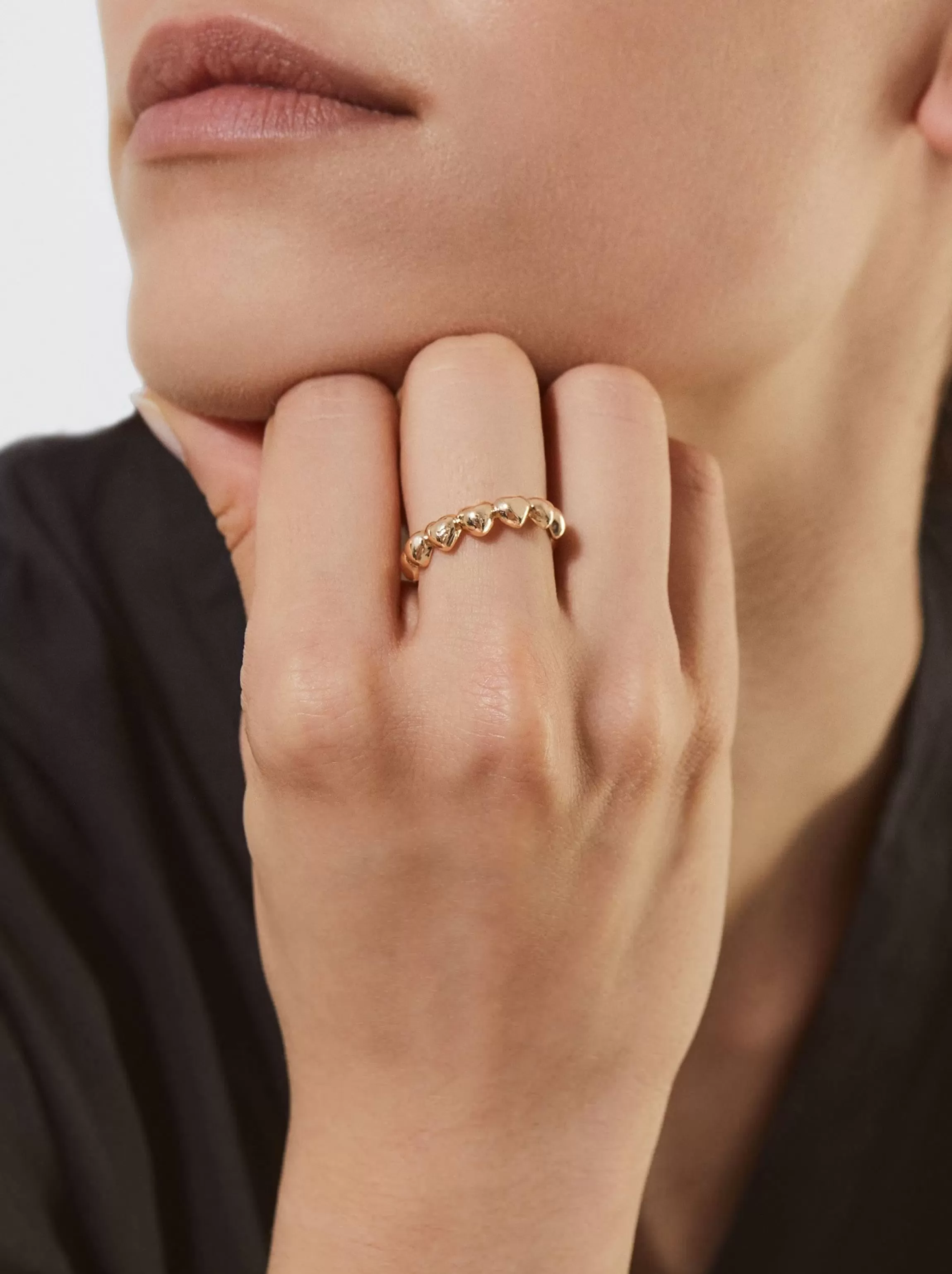 Mujer PARFOIS Bisutería Delicada | Anillos*Anillo Con Corazones Dorado