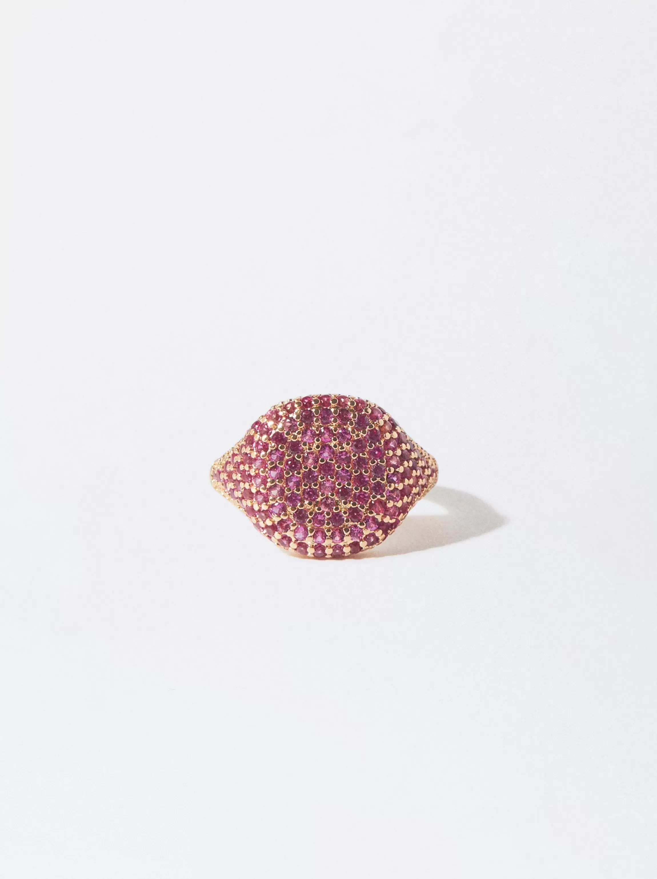 Mujer PARFOIS Anillos*Anillo Dorado Con Circonitas Fucsia