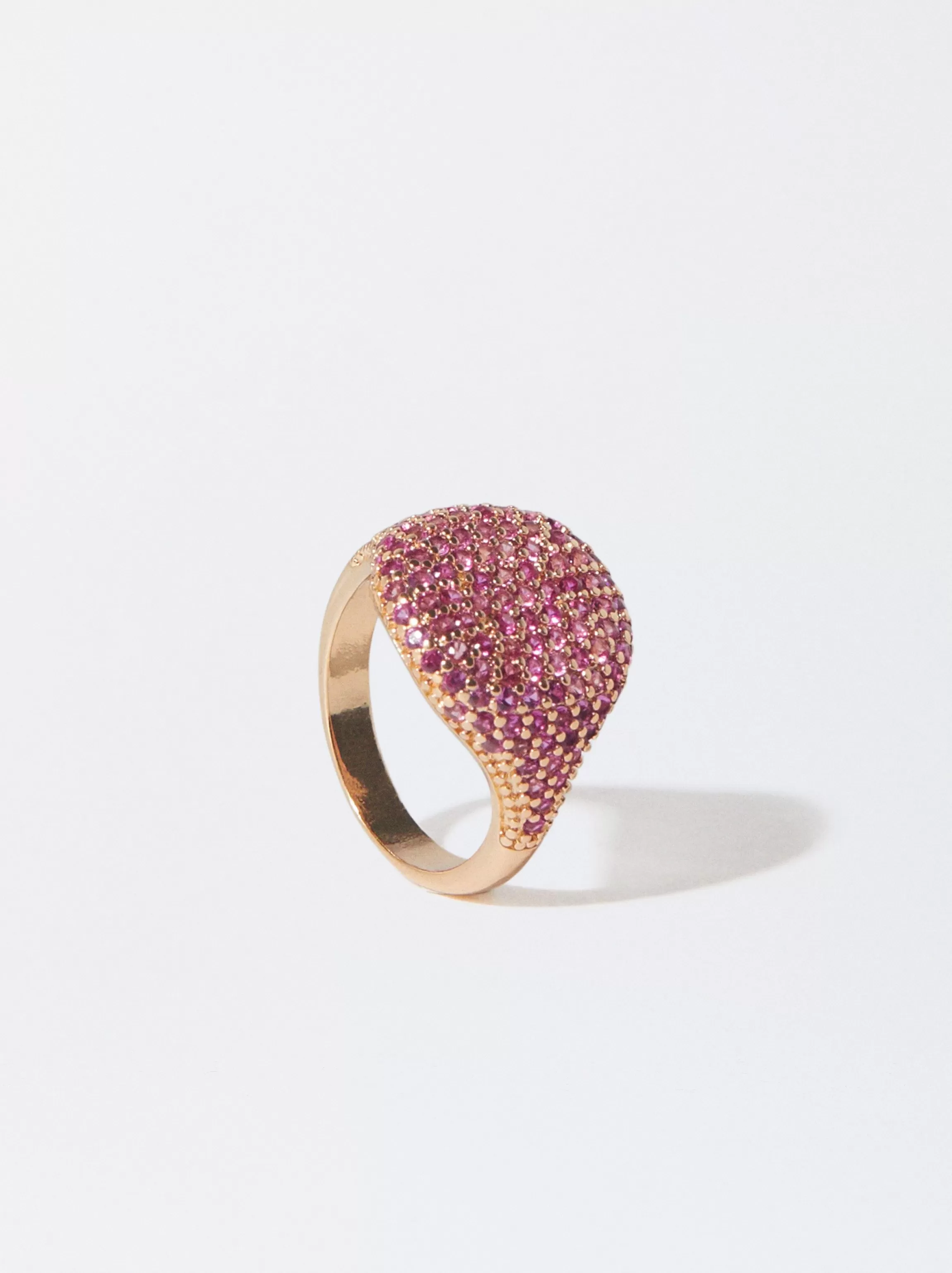 Mujer PARFOIS Anillos*Anillo Dorado Con Circonitas Fucsia