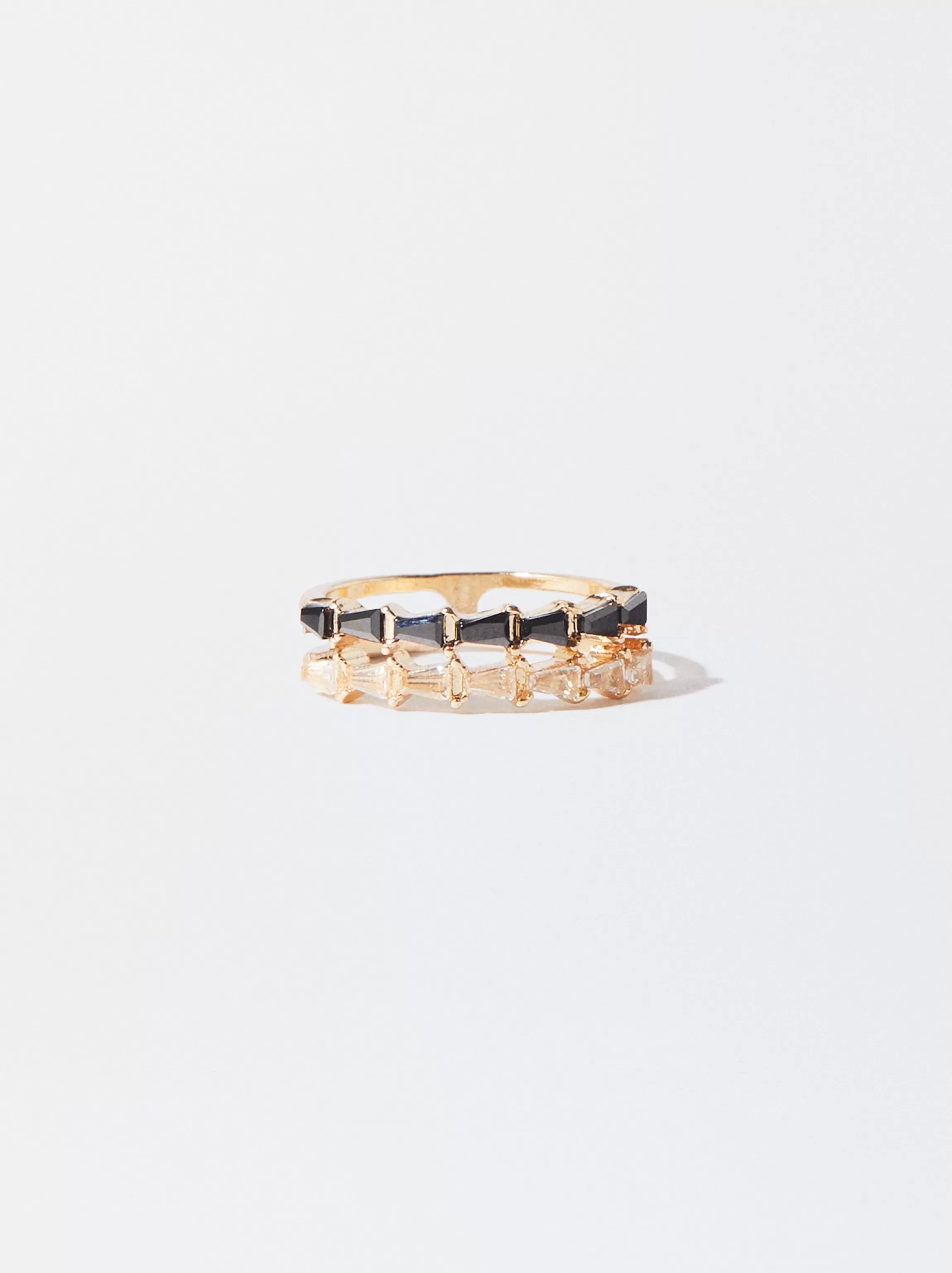 Mujer PARFOIS Anillos*Anillo Dorado Con Cristales Negro