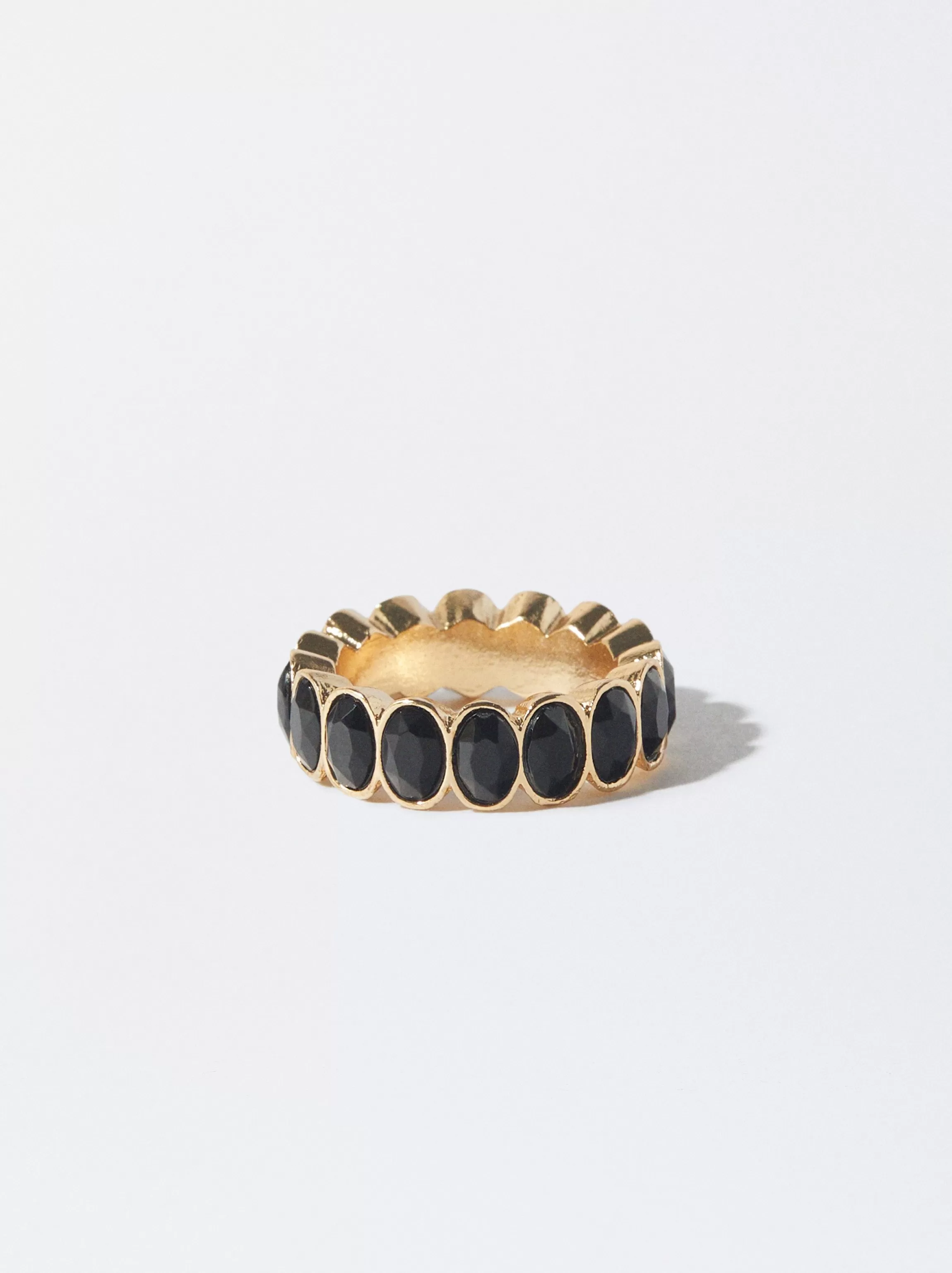 Mujer PARFOIS Anillos*Anillo Dorado Con Cristales Negro