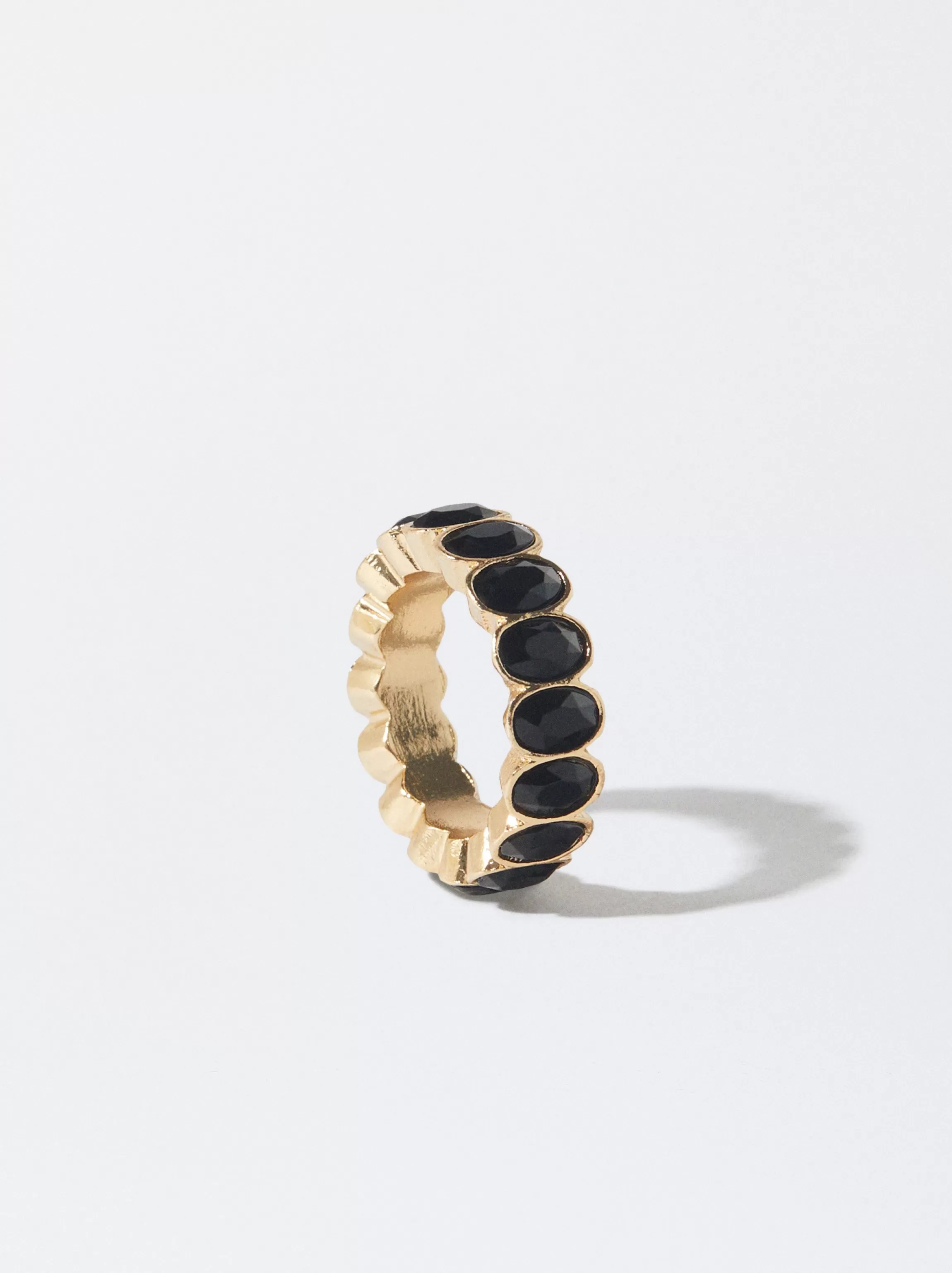 Mujer PARFOIS Anillos*Anillo Dorado Con Cristales Negro