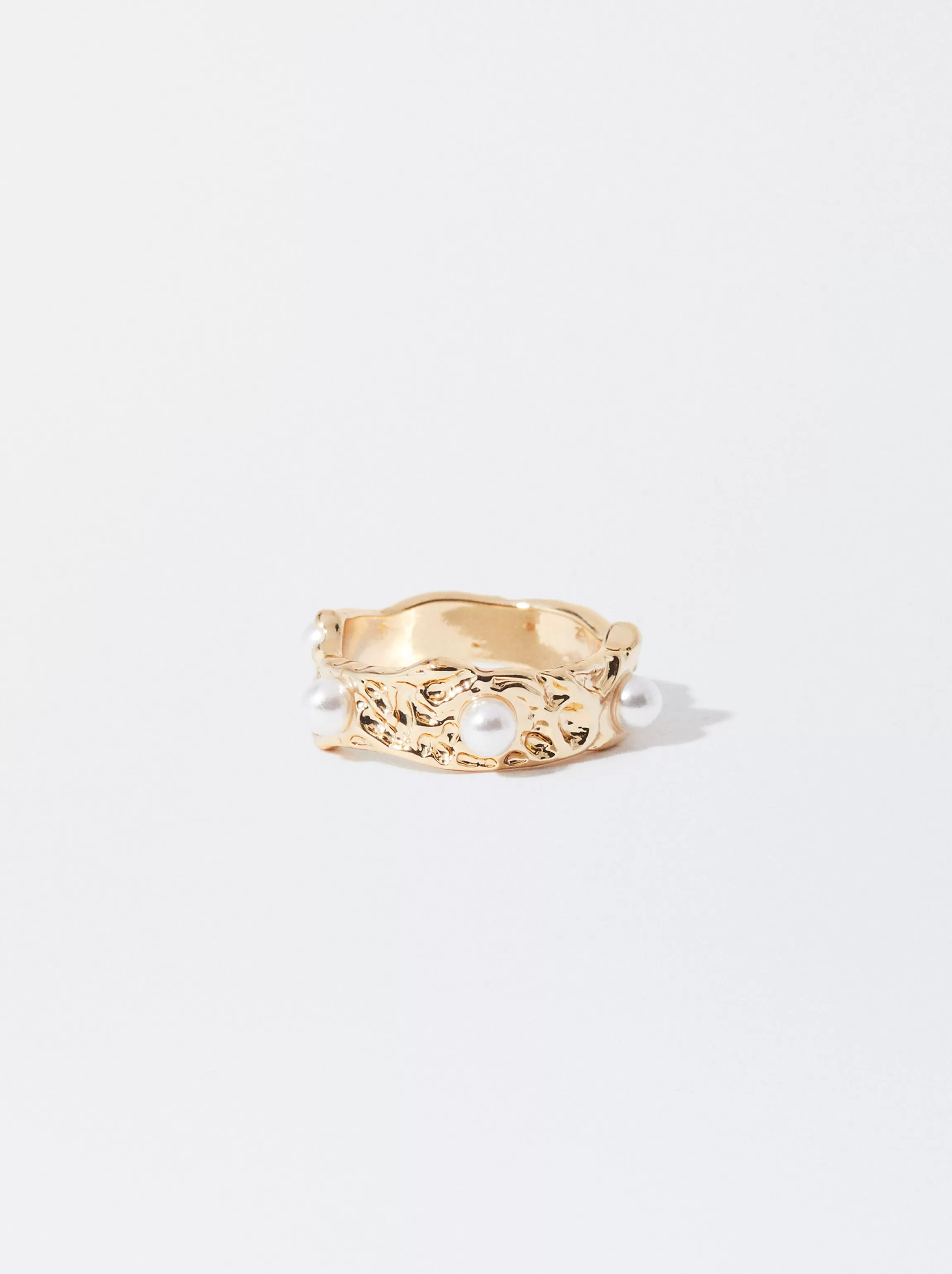 Mujer PARFOIS Anillos*Anillo Dorado Con Perlas Blanco