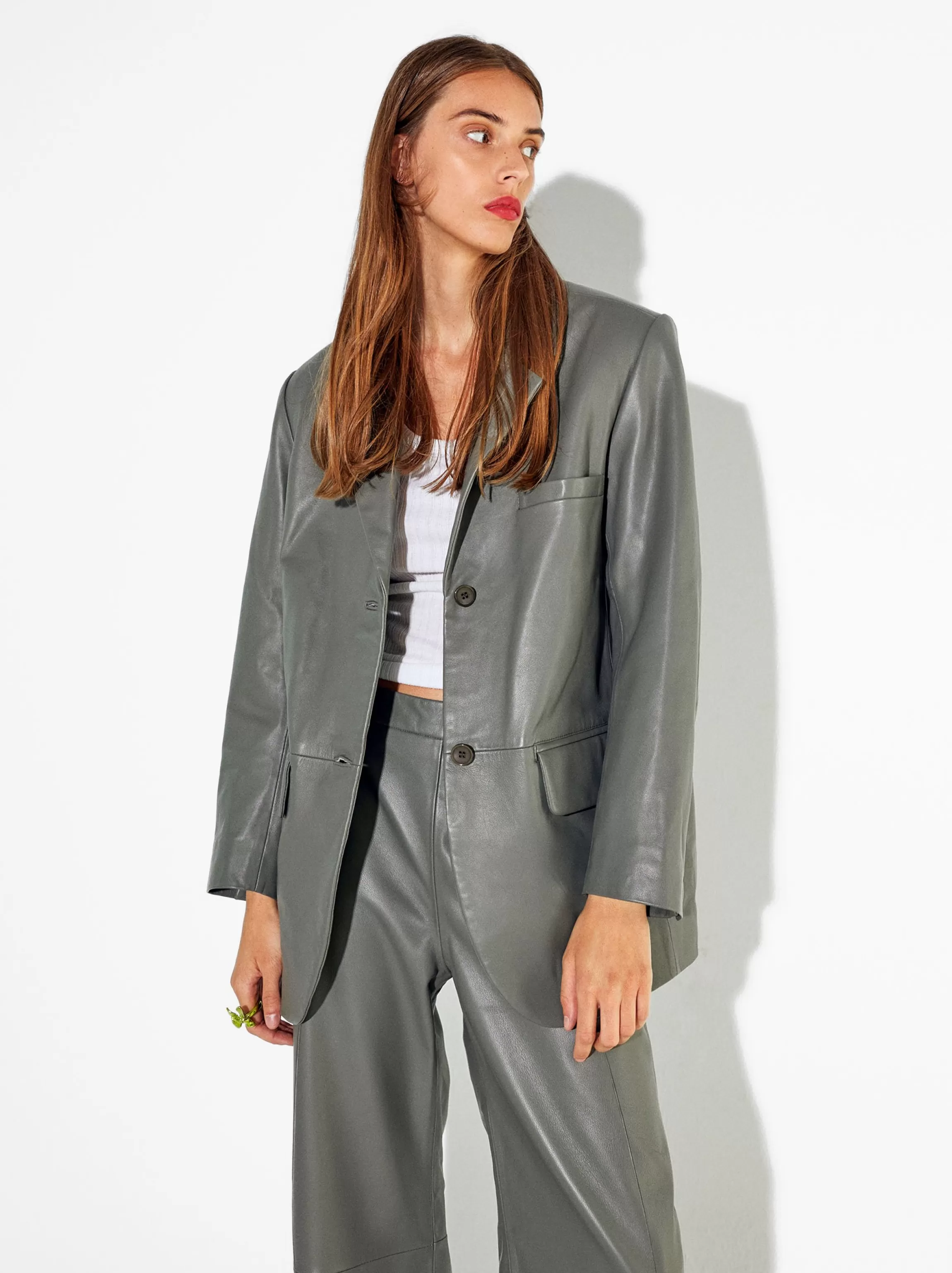 Mujer PARFOIS Blazers y Abrigos*Blazer De Piel Gris