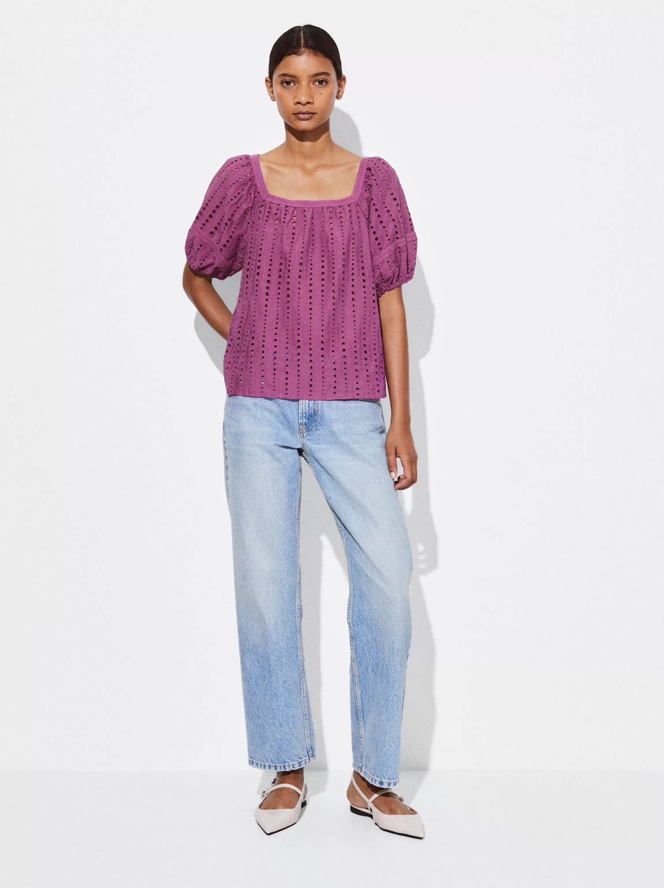 Mujer PARFOIS Tops y Camisetas*Blusa Con Bordados Violeta