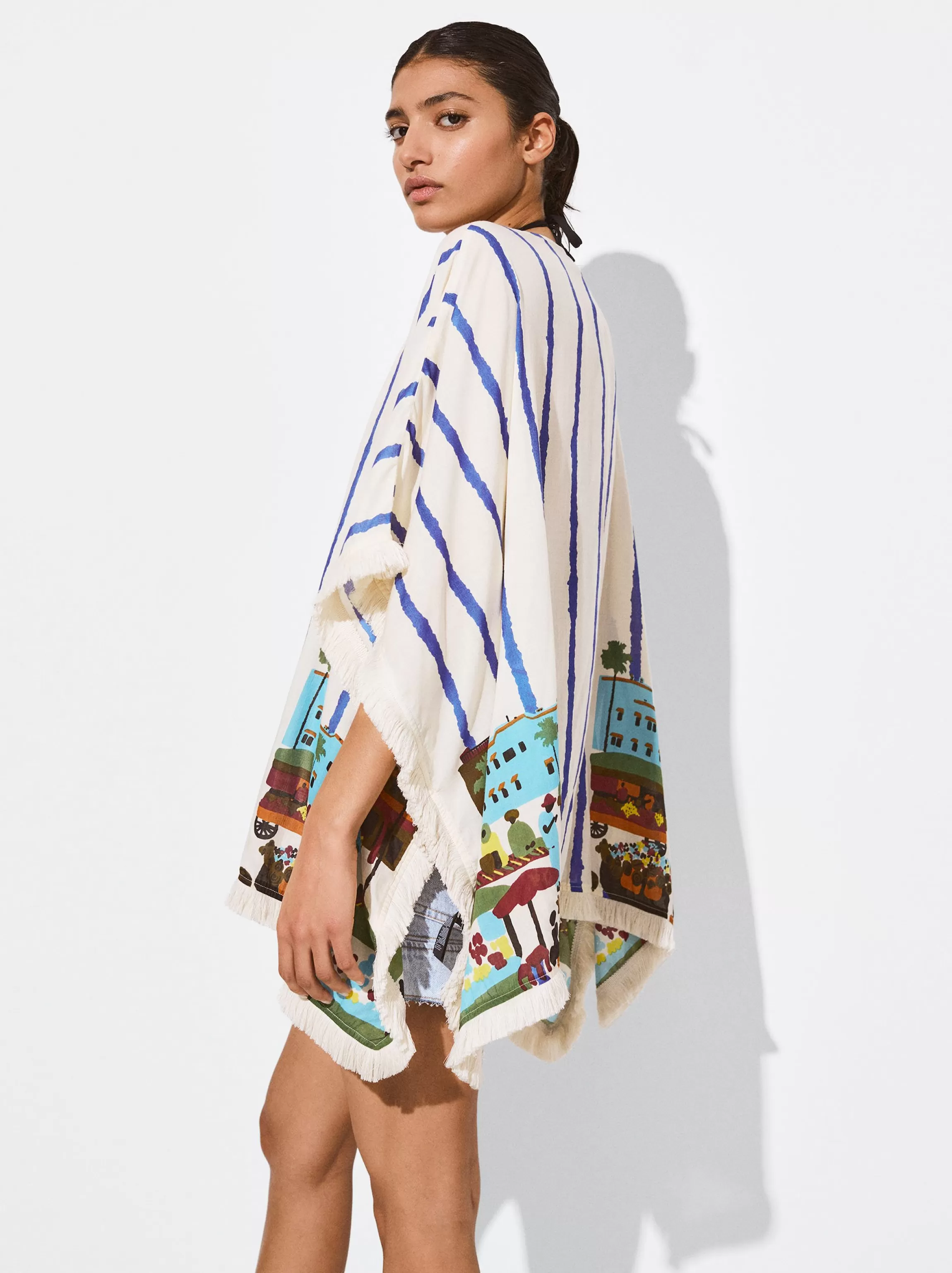 Mujer PARFOIS Ponchos | Ponchos y Kimonos*Caftán Modal Estampado Multicor