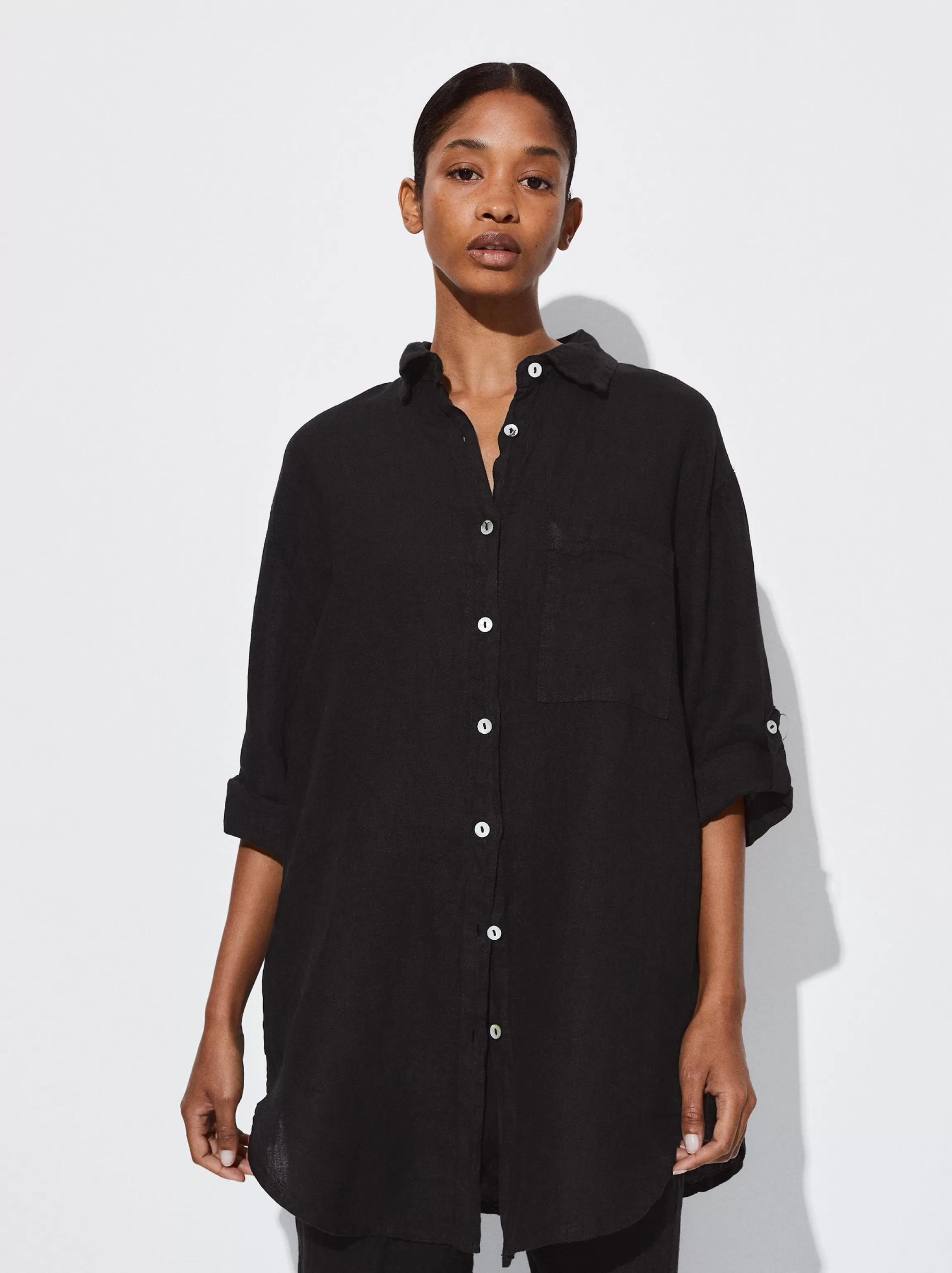 Mujer PARFOIS Básicos | Camisas*Camisa De Lino Negro