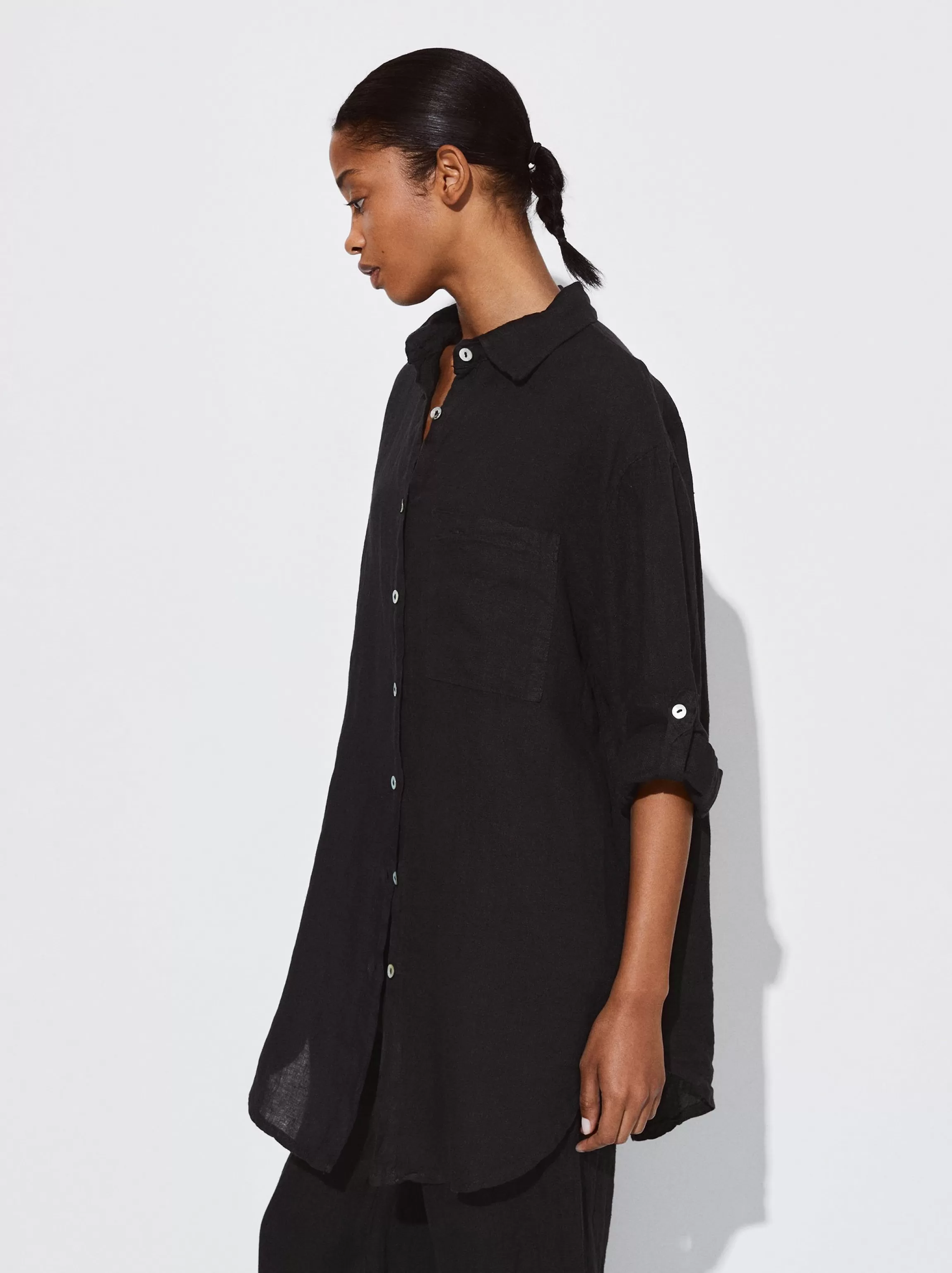 Mujer PARFOIS Básicos | Camisas*Camisa De Lino Negro