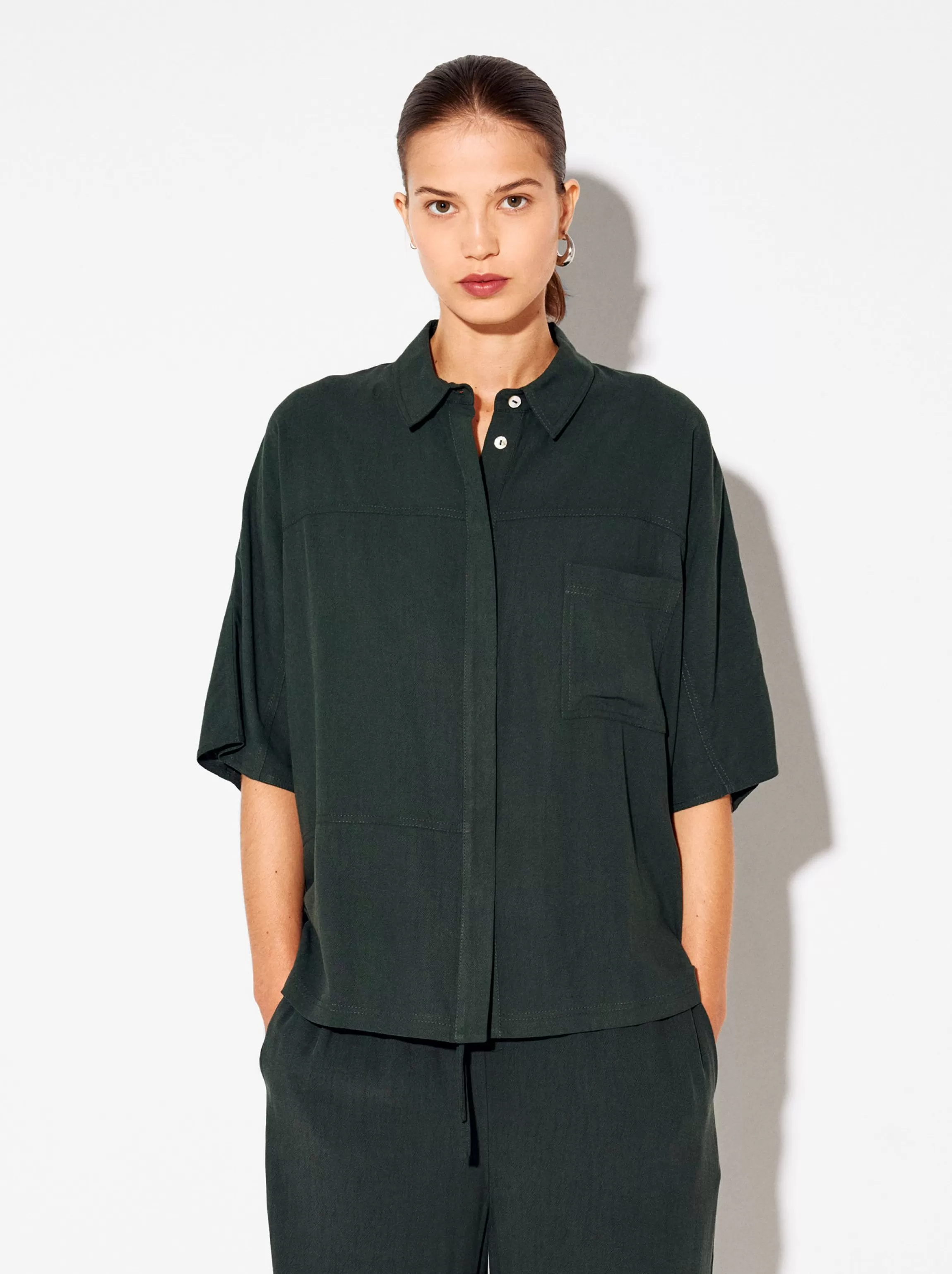 Mujer PARFOIS Básicos | Camisas*Camisa De Lyocell Verde