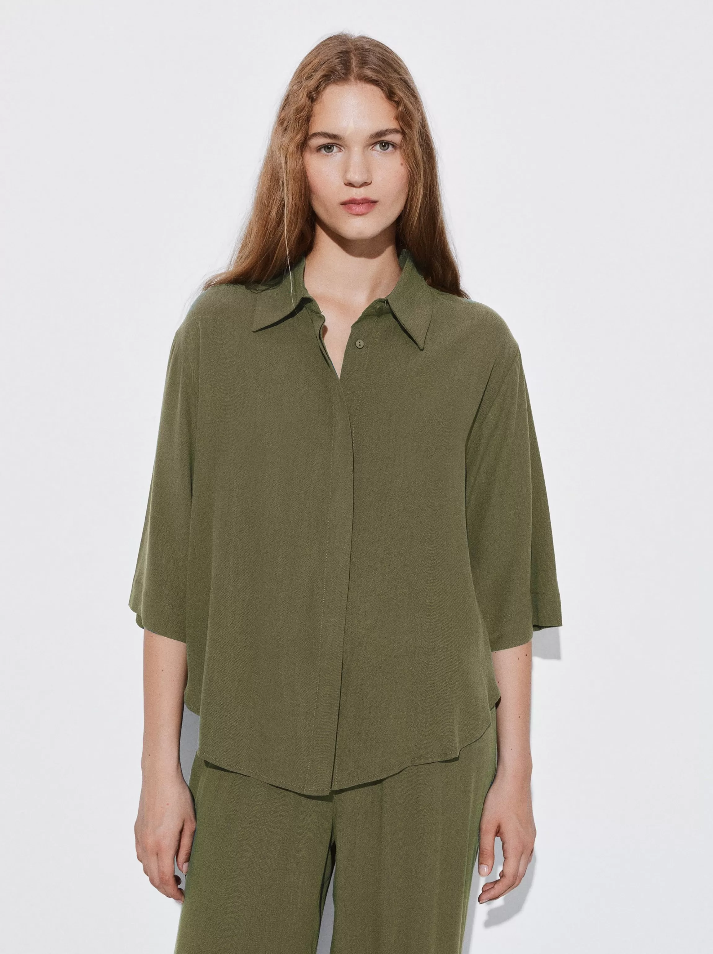 Mujer PARFOIS Básicos | Camisas*Camisa Fluida Con Botones Verde