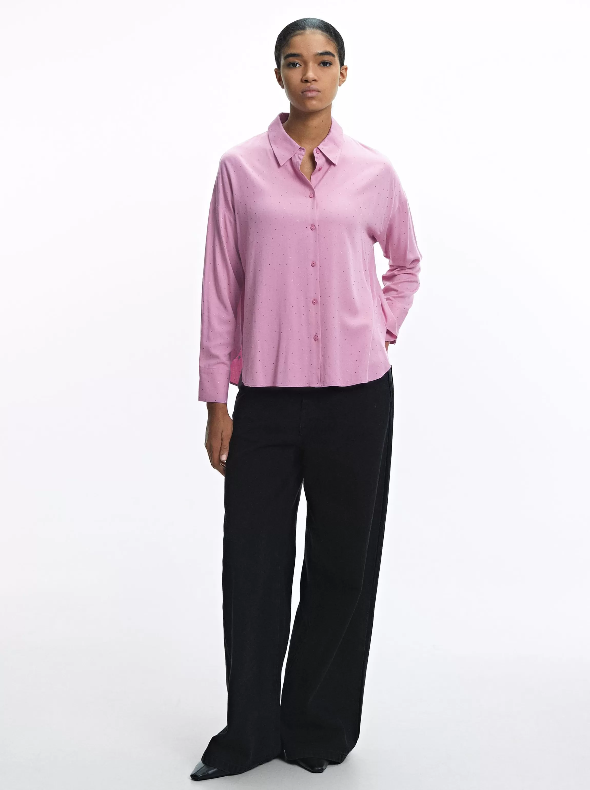 Mujer PARFOIS Camisas*Camisa Manga Larga Com Strass Rosa