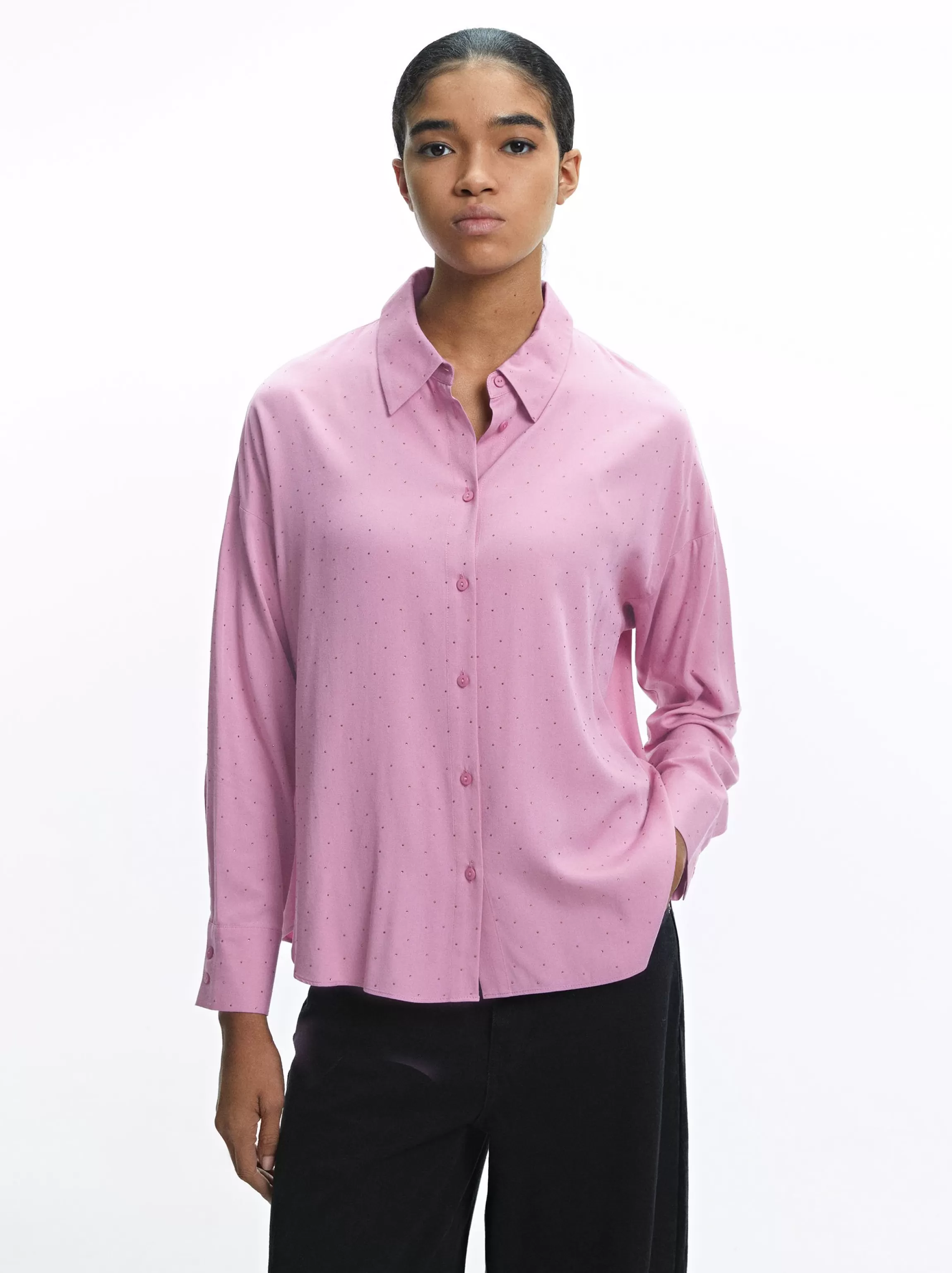 Mujer PARFOIS Camisas*Camisa Manga Larga Com Strass Rosa