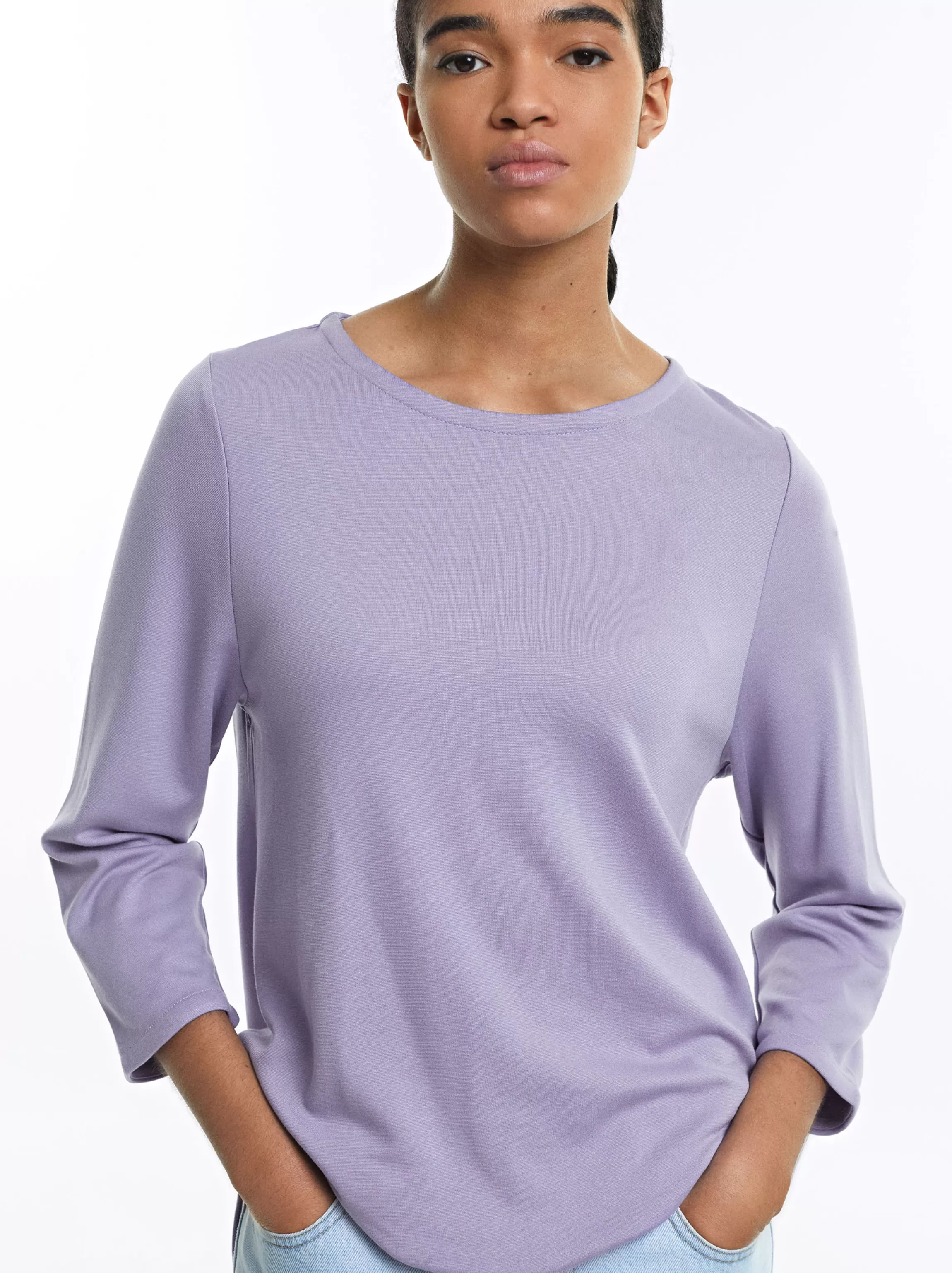 Mujer PARFOIS Básicos | Tops y Camisetas*Camiseta Con Cuello Redondo Violeta