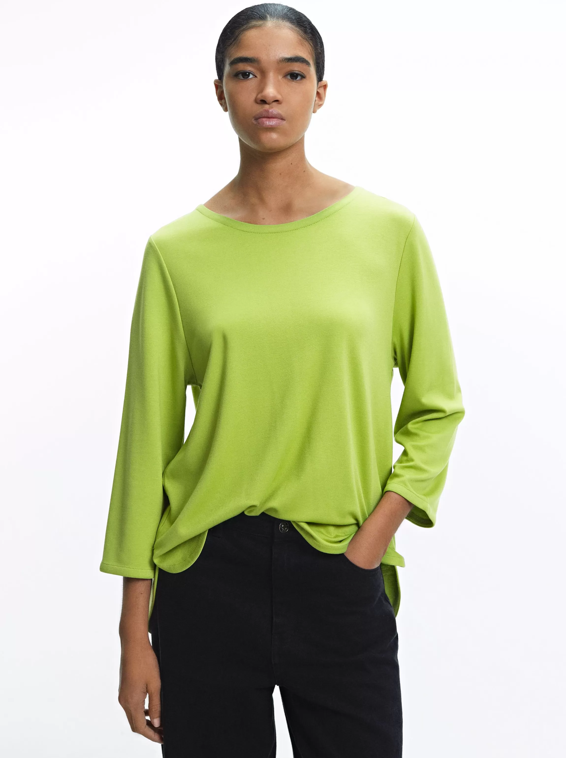 Mujer PARFOIS Básicos | Tops y Camisetas*Camiseta Con Cuello Redondo Verde