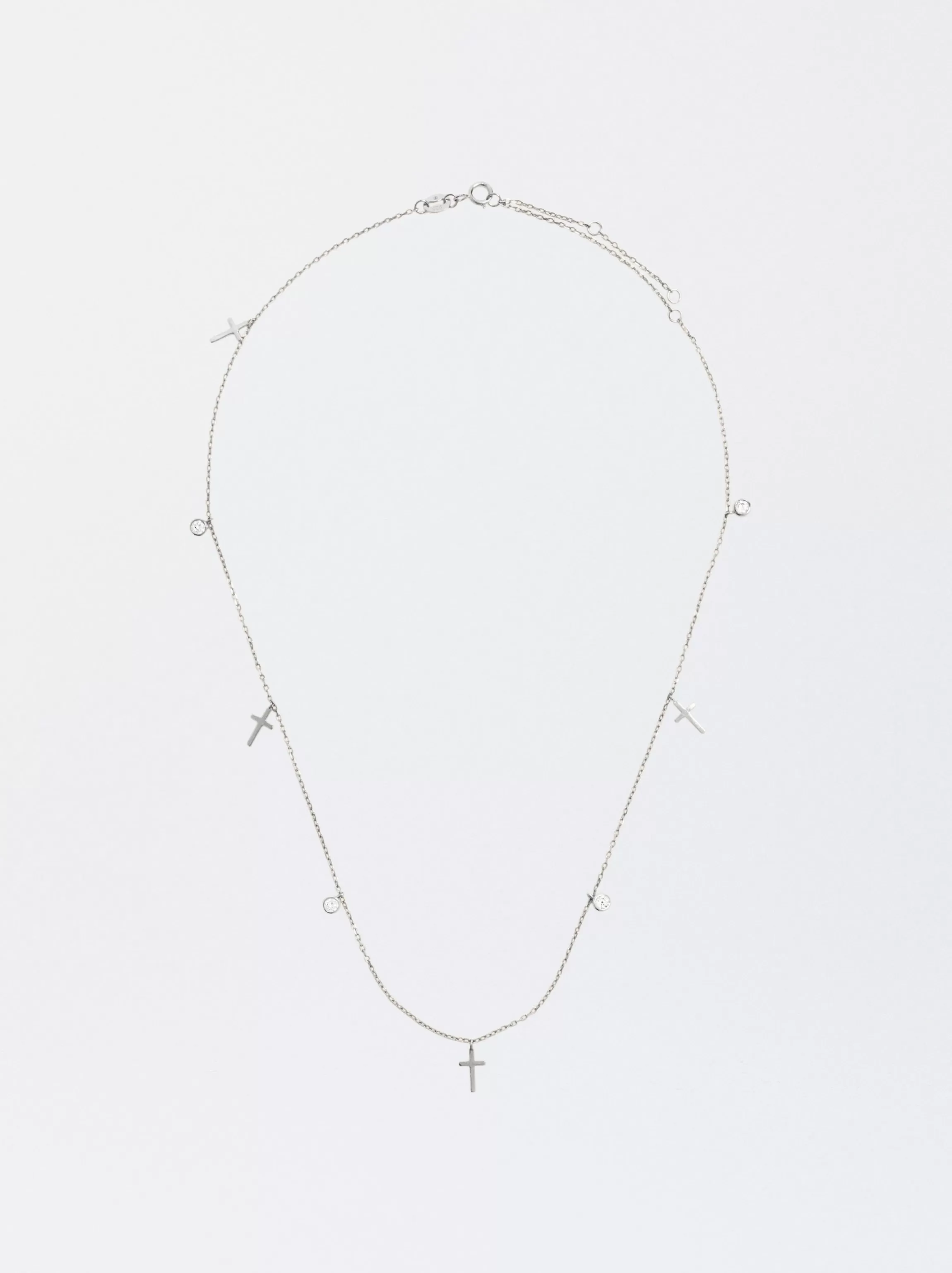 Mujer PARFOIS Collares cortos*Choker De Plata 925 Con Cruz Plateado