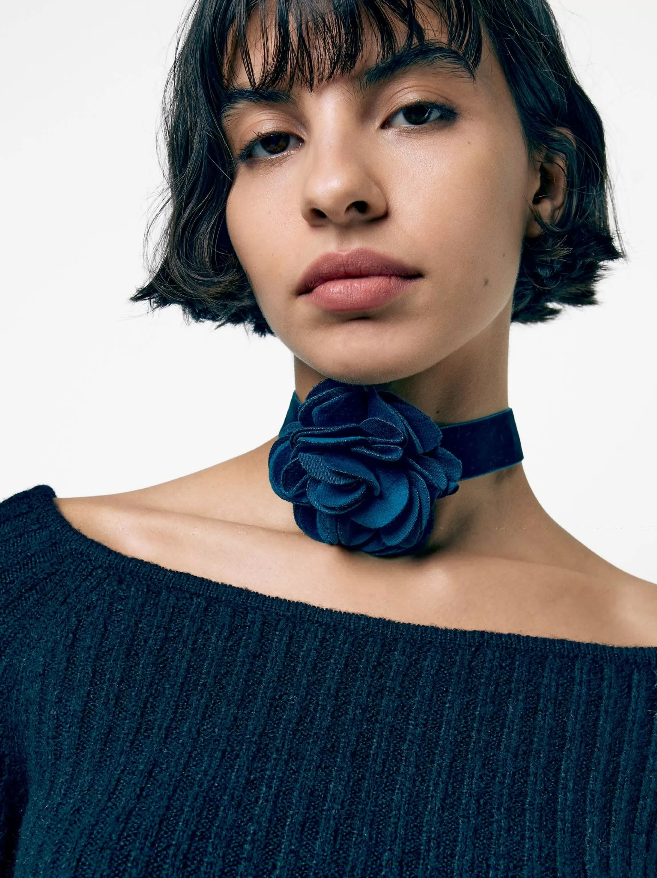 Mujer PARFOIS Collares cortos | Chokers*Choker Flor Terciopelo Azul