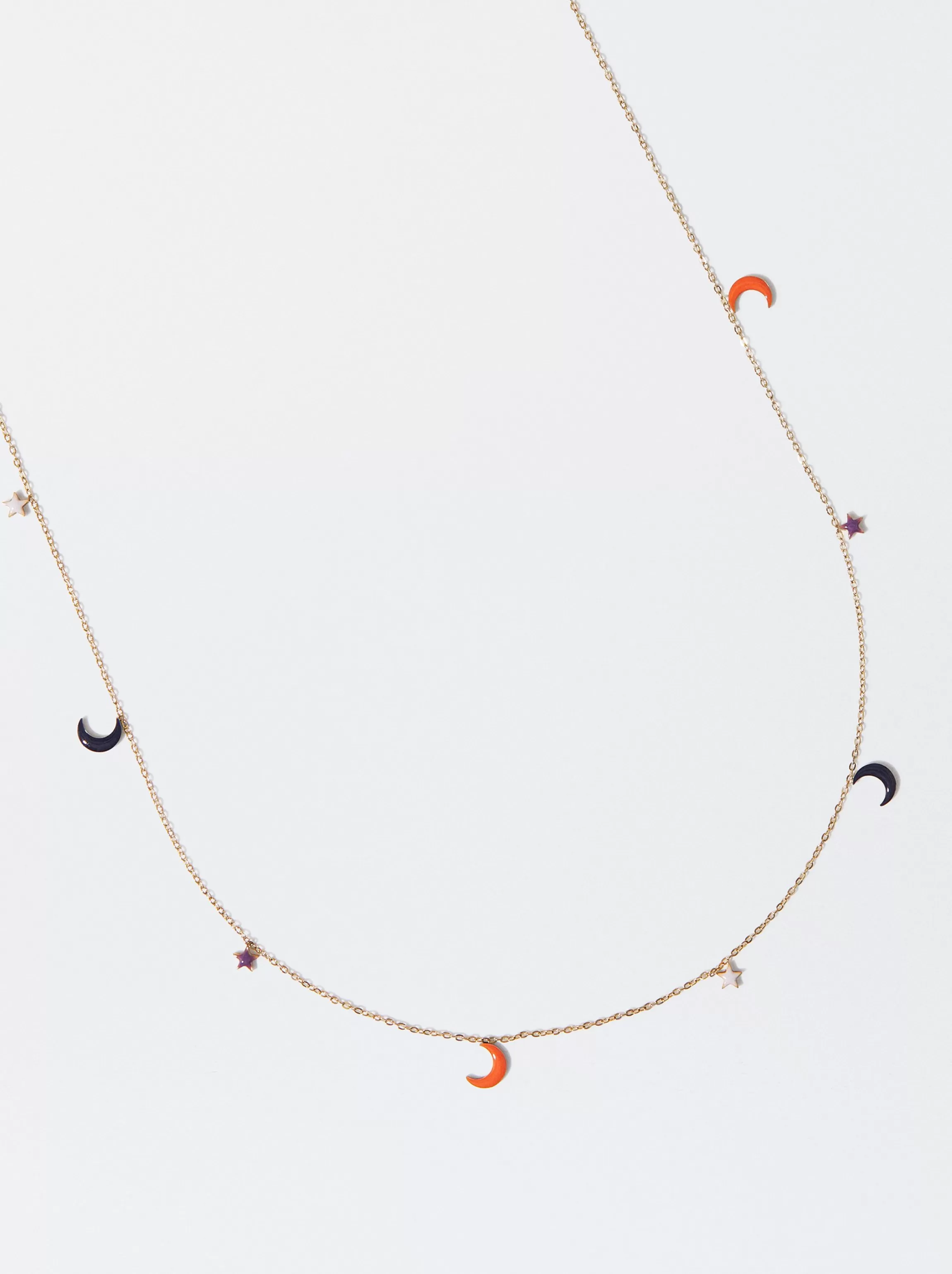 Mujer PARFOIS Collares cortos*Collar Acero Con Lunas Y Estrellas Multicor