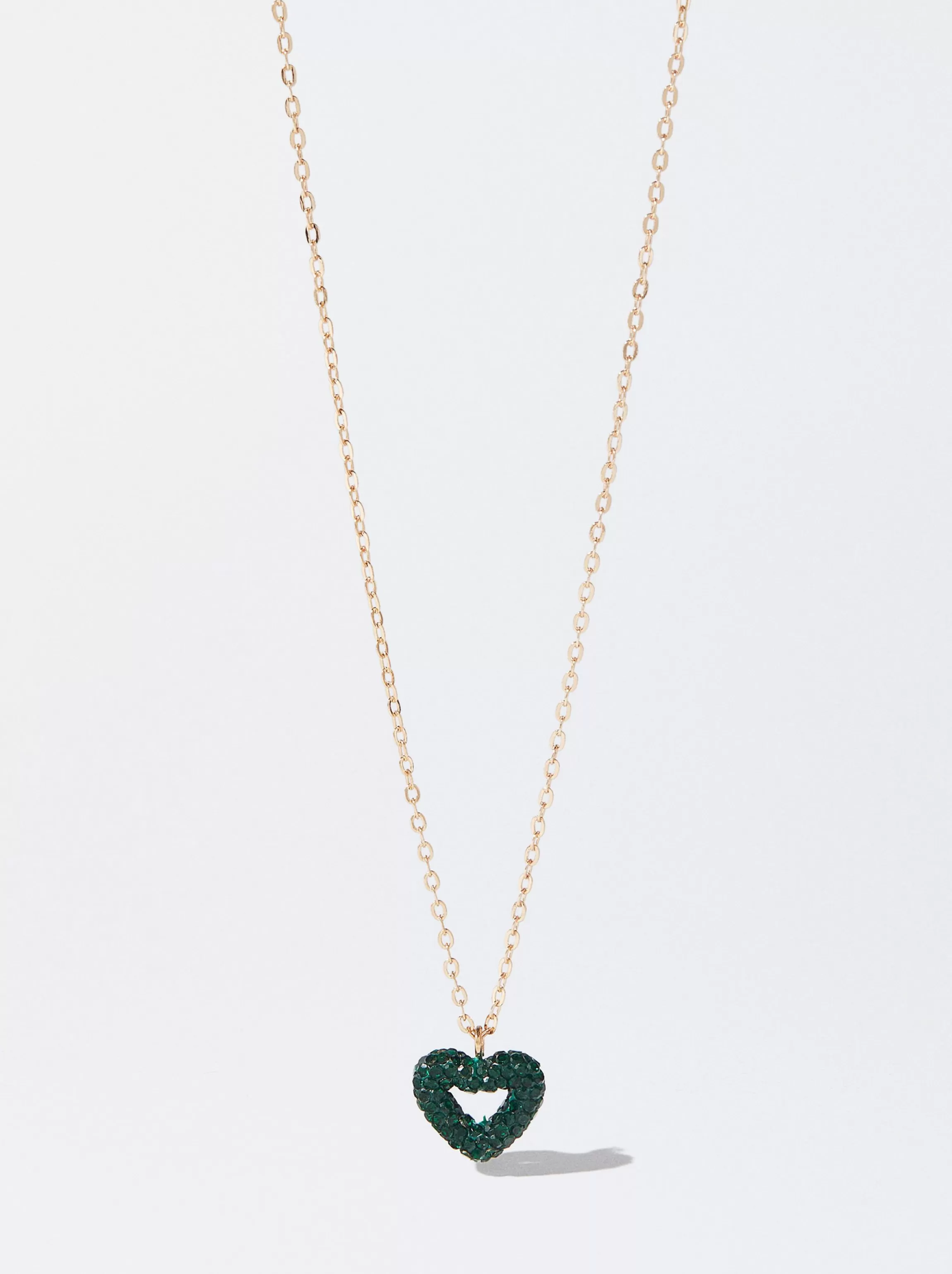 Mujer PARFOIS Collares cortos*Collar Cadena Corazón Con Cristales Verde