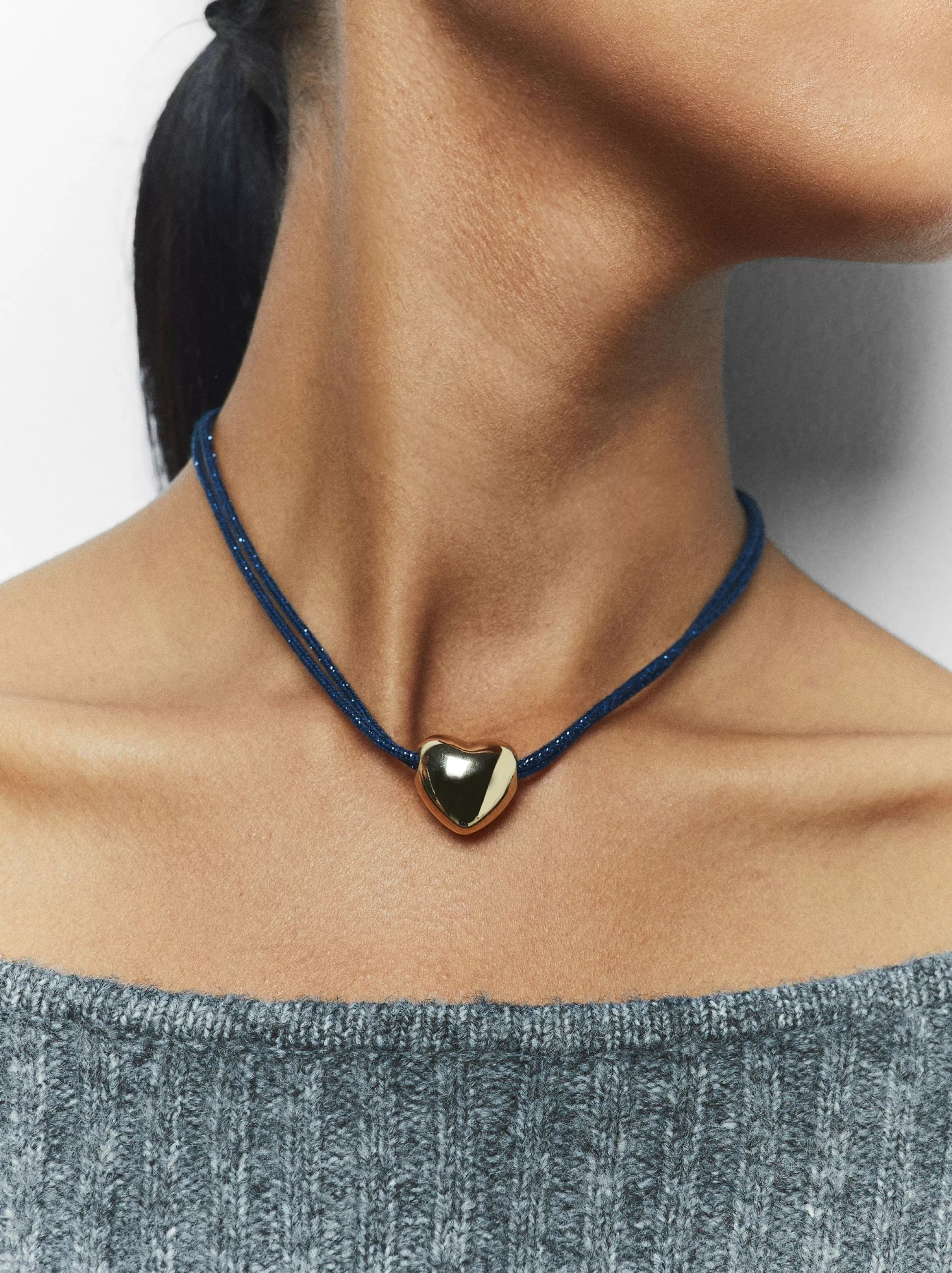 Mujer PARFOIS Collares cortos*Collar Corazón Dorado Azul