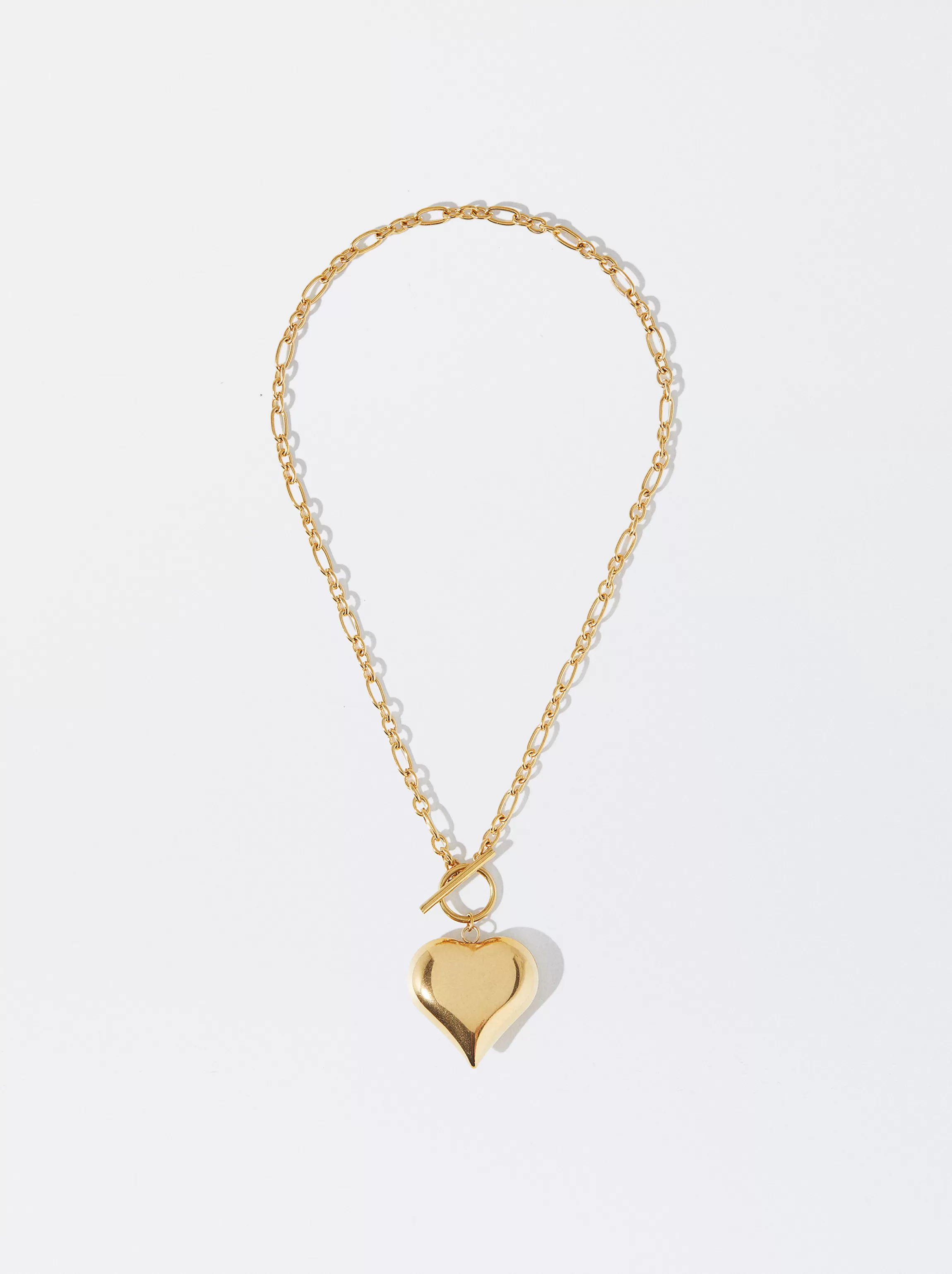 Mujer PARFOIS Collares cortos*Collar De Acero Con Corazón Dorado