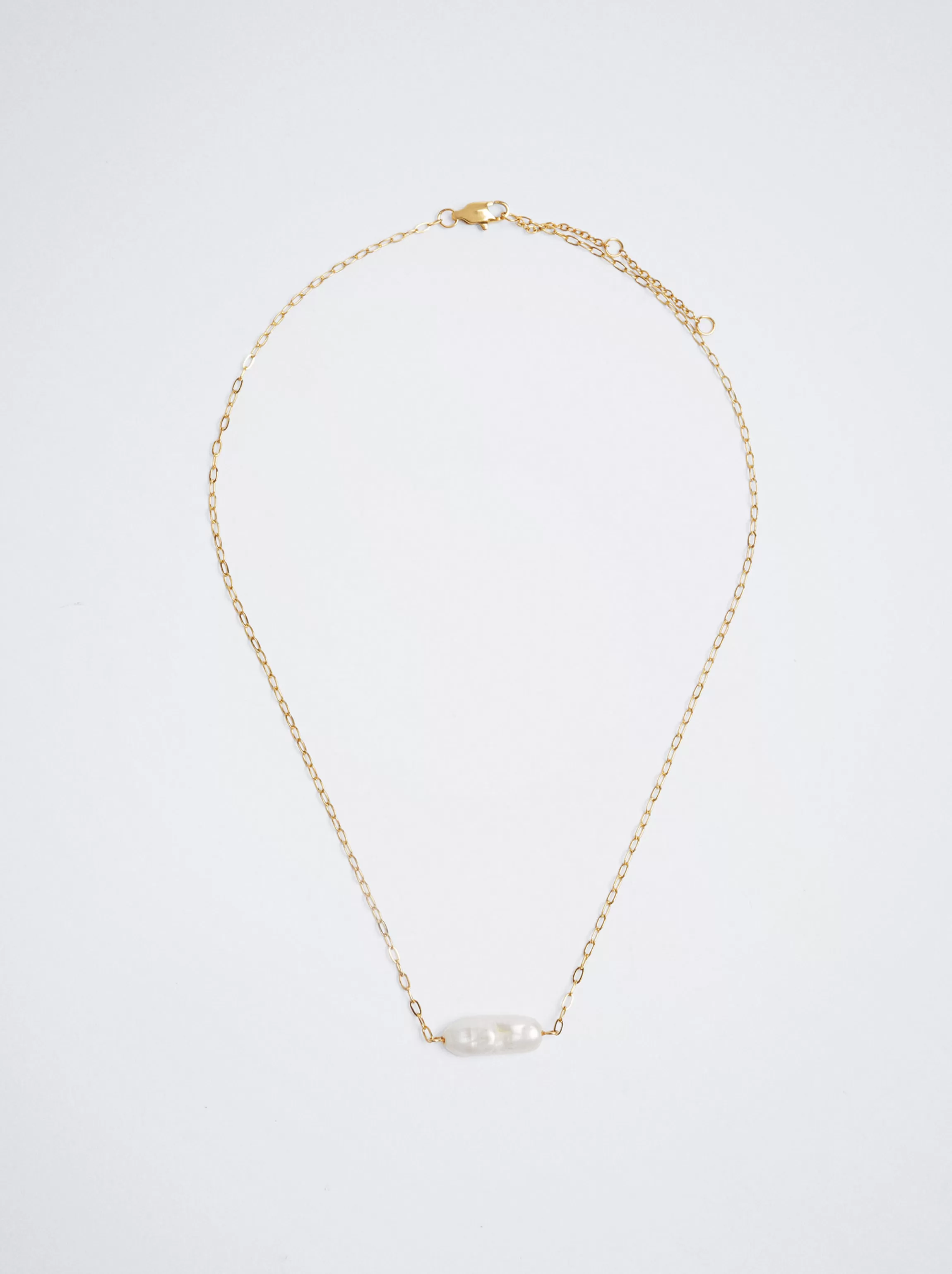 Mujer PARFOIS Collares cortos*Collar De Acero Con Perla De Agua Fresca Dorado