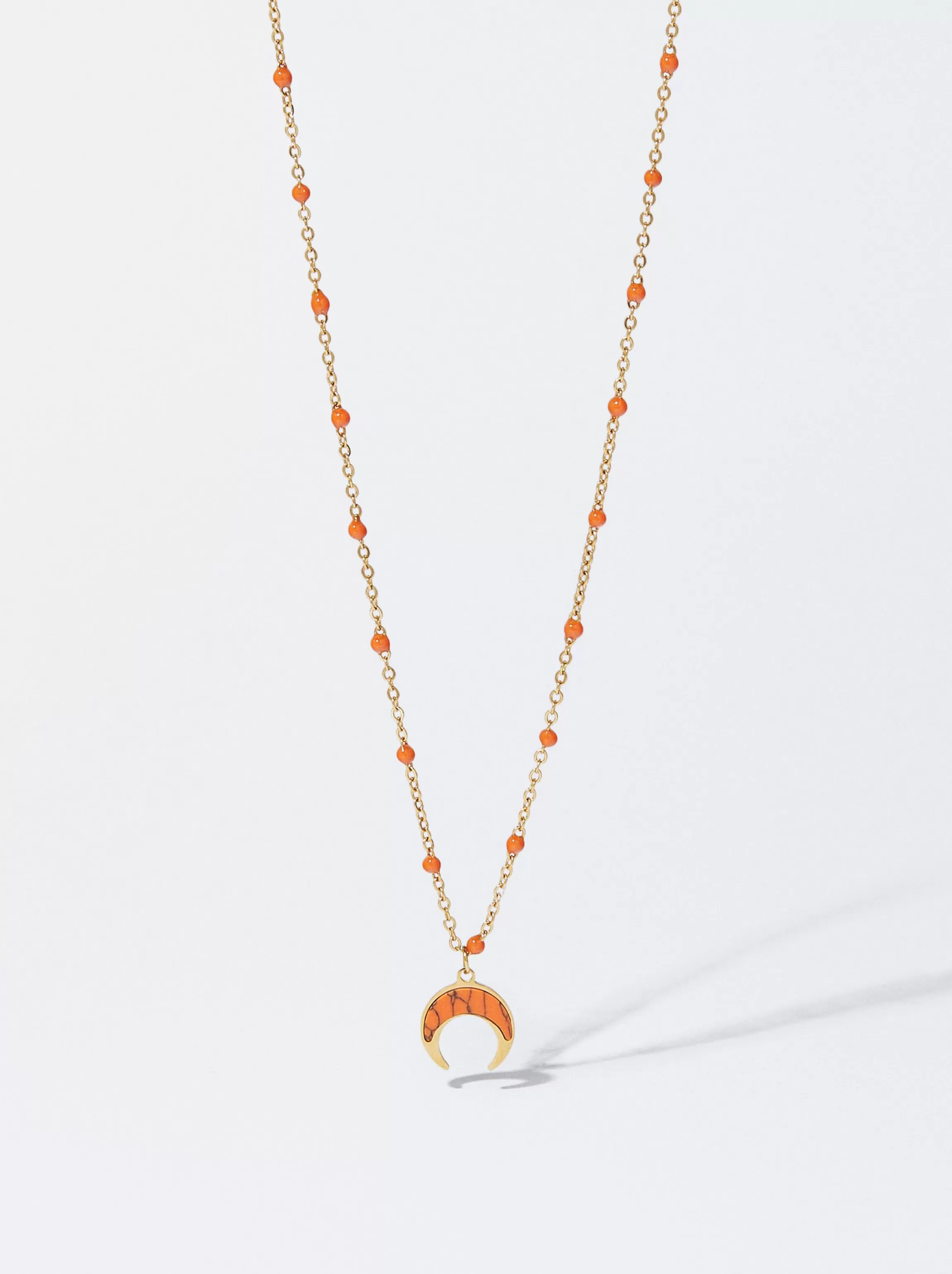 Mujer PARFOIS Collares cortos*Collar De Acero Con Piedra Naranja