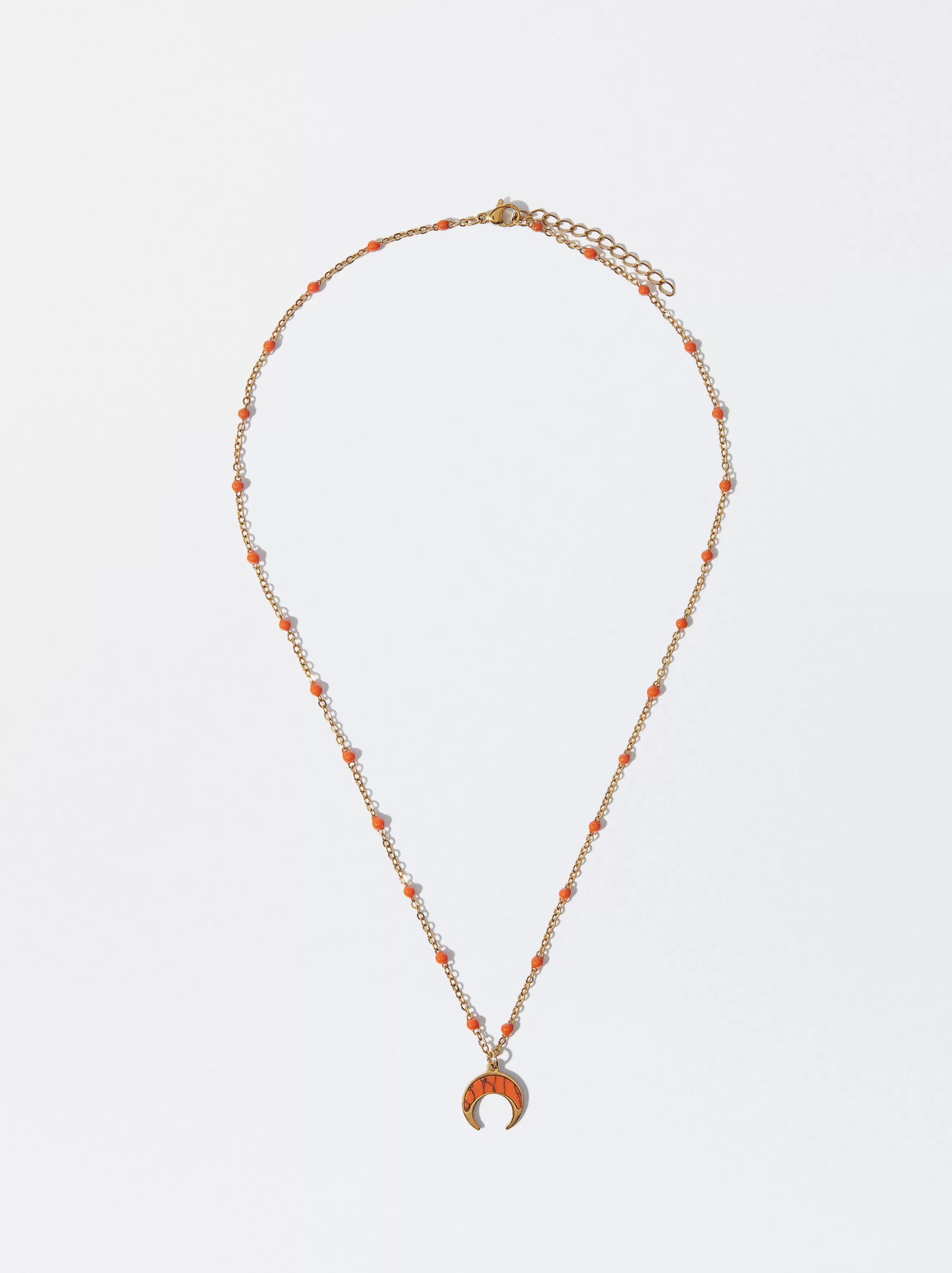 Mujer PARFOIS Collares cortos*Collar De Acero Con Piedra Naranja