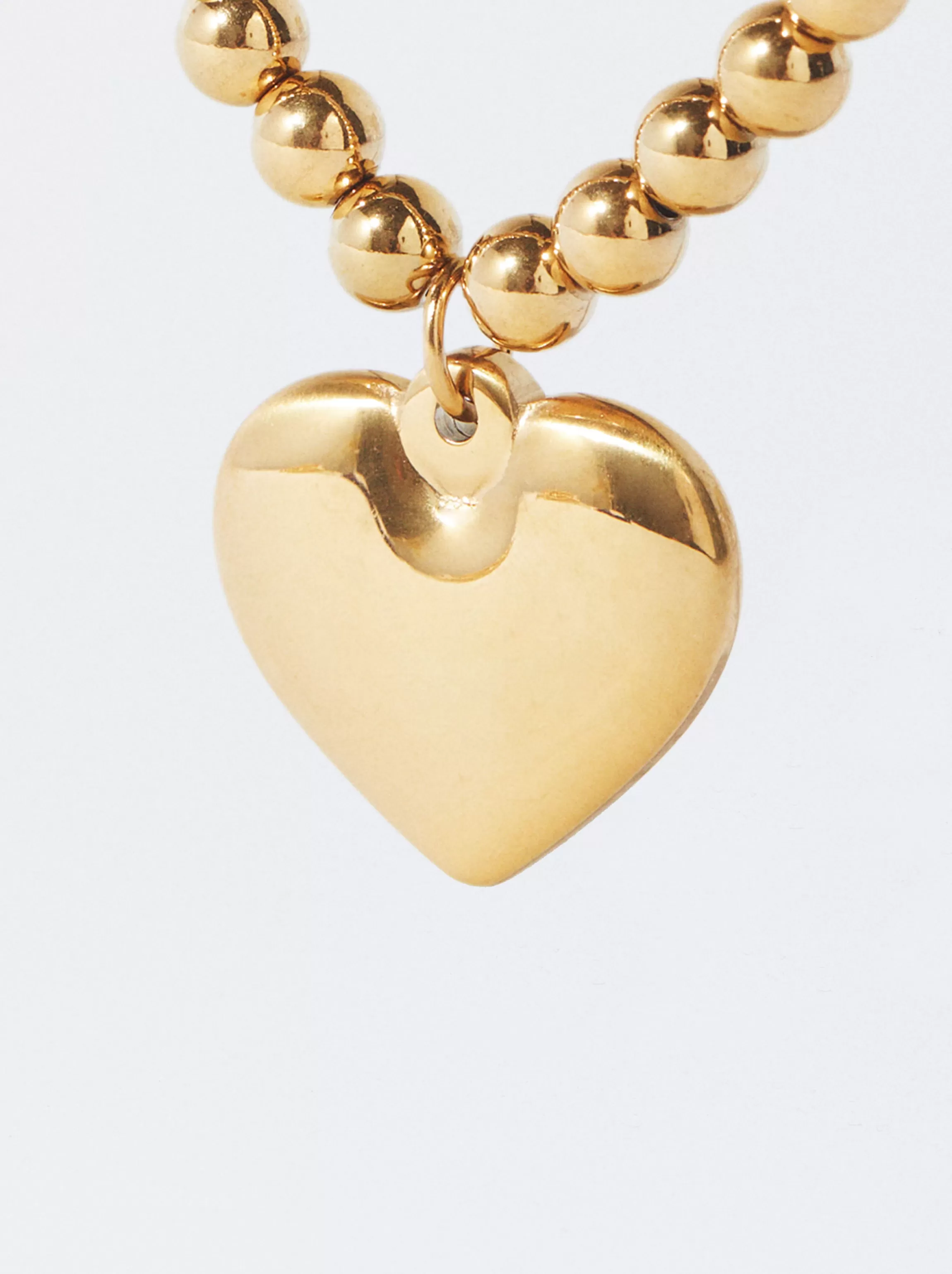 Mujer PARFOIS Collares cortos*Collar De Acero Corazón Personalizable Dorado