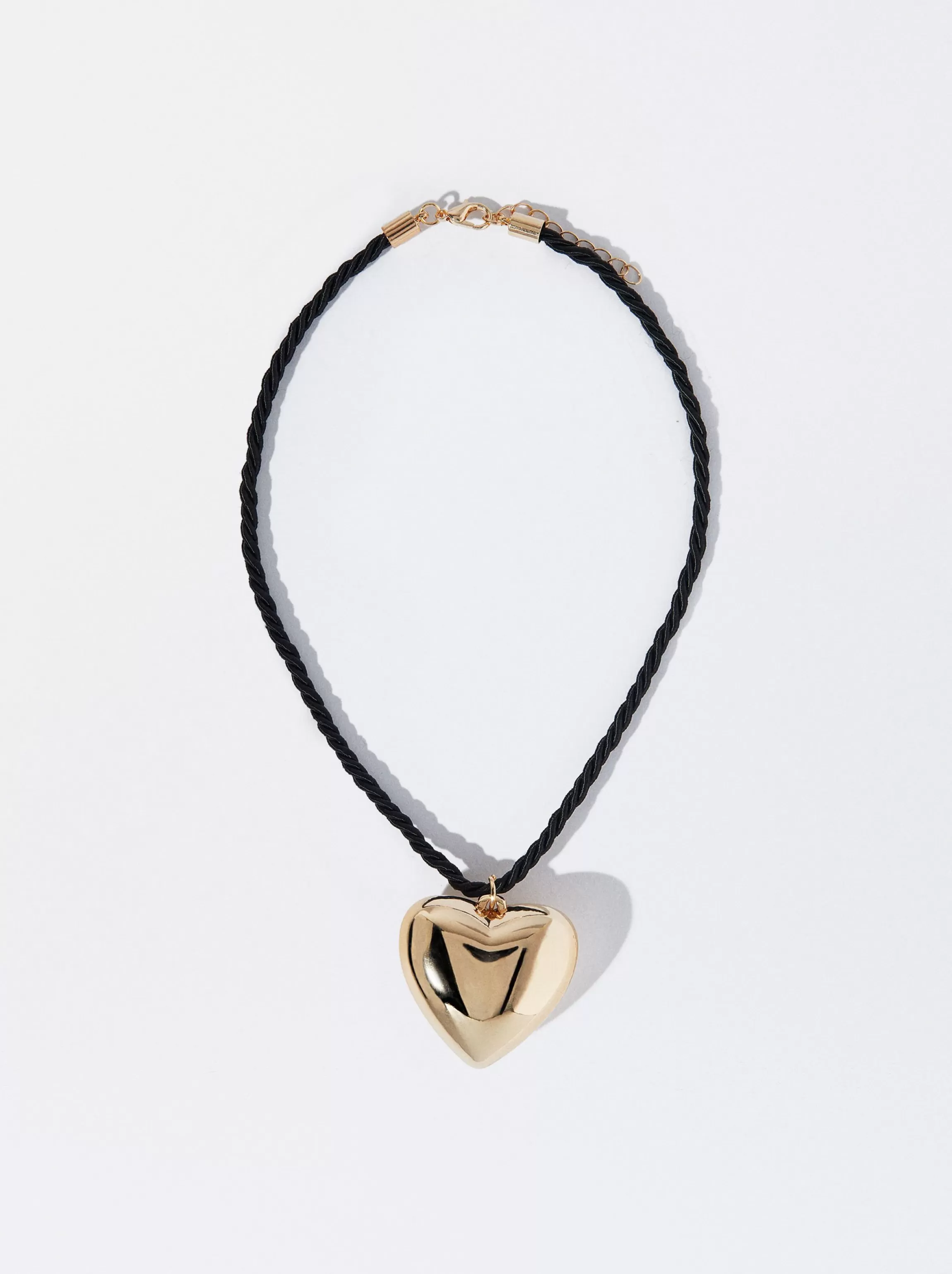 Mujer PARFOIS Collares cortos*Collar De Cuerda Con Corazón Negro