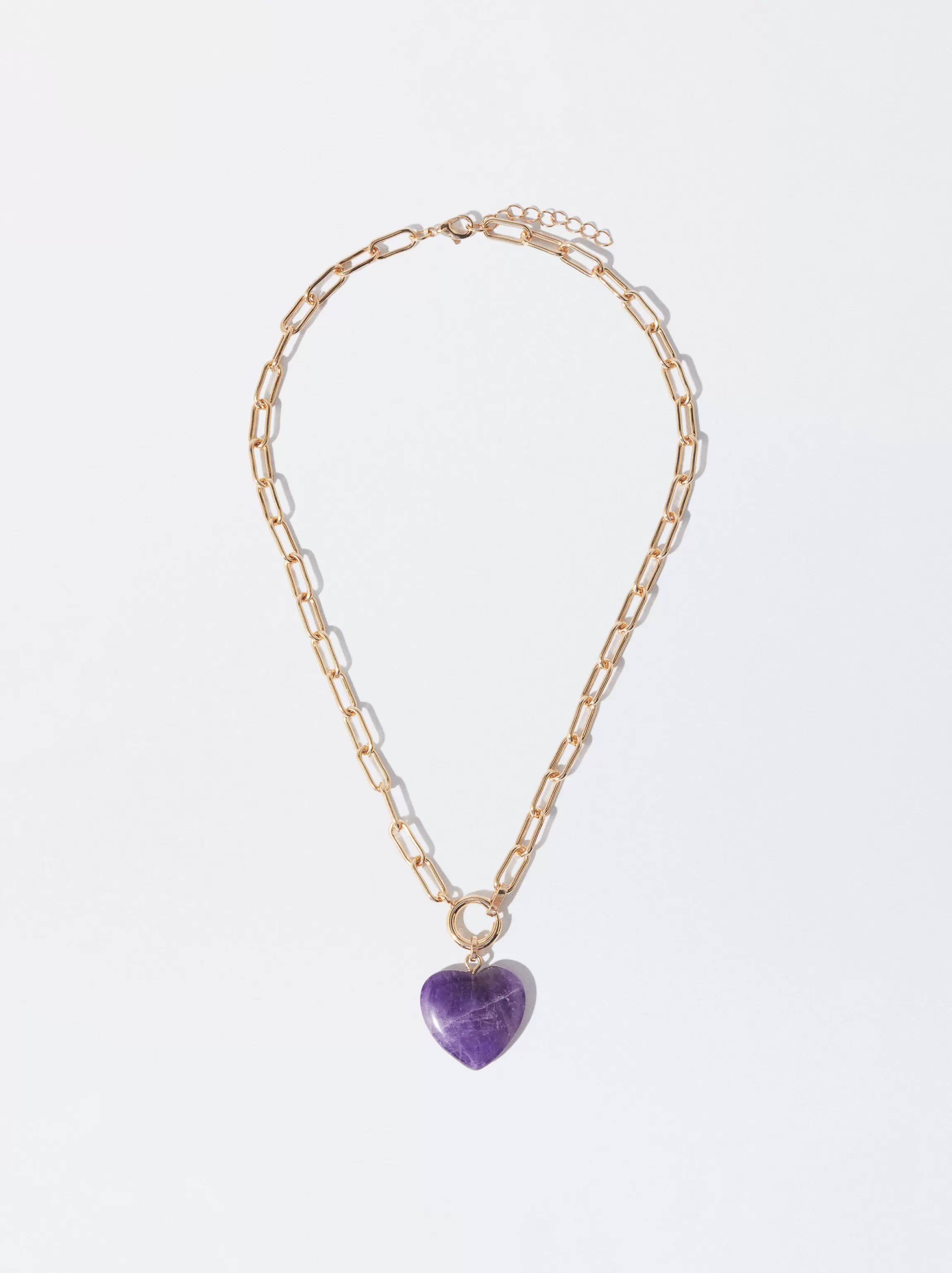 Mujer PARFOIS Collares cortos*Collar Dorado Colgante De Corazón Violeta