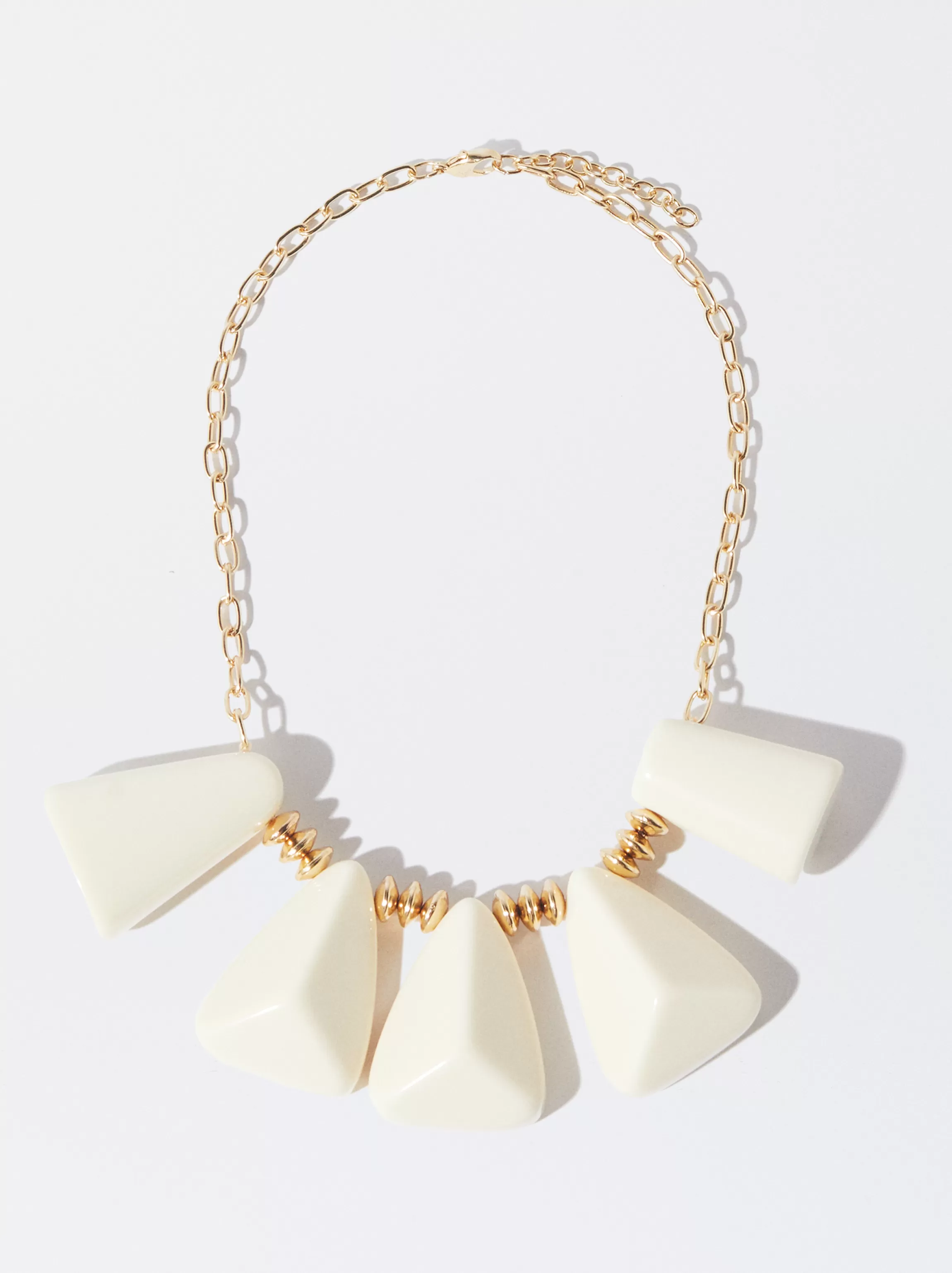 Mujer PARFOIS Collares cortos*Collar Dorado Con Resina Blanco