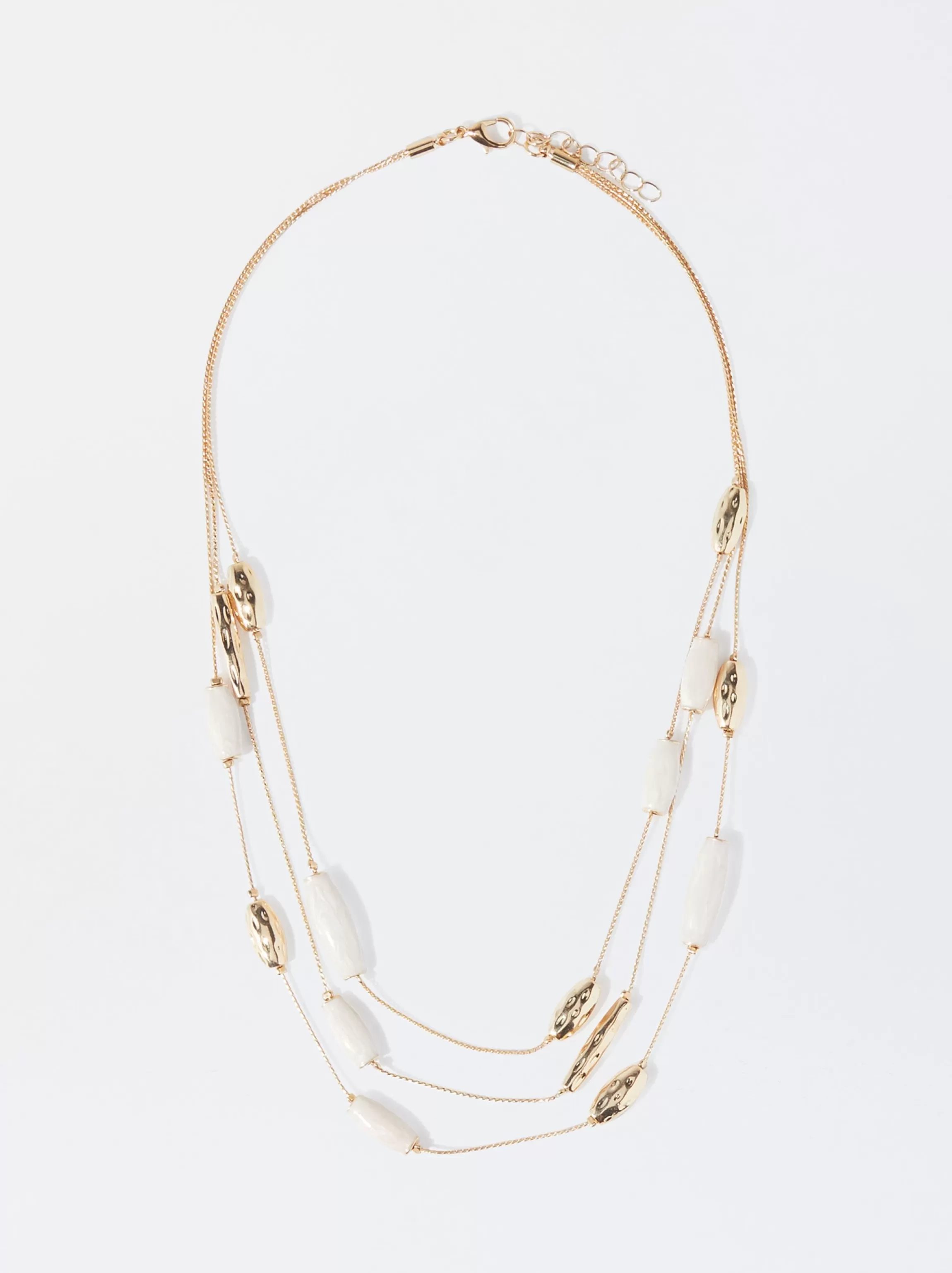 Mujer PARFOIS Collares cortos*Collar Dorado Esmaltado Beige