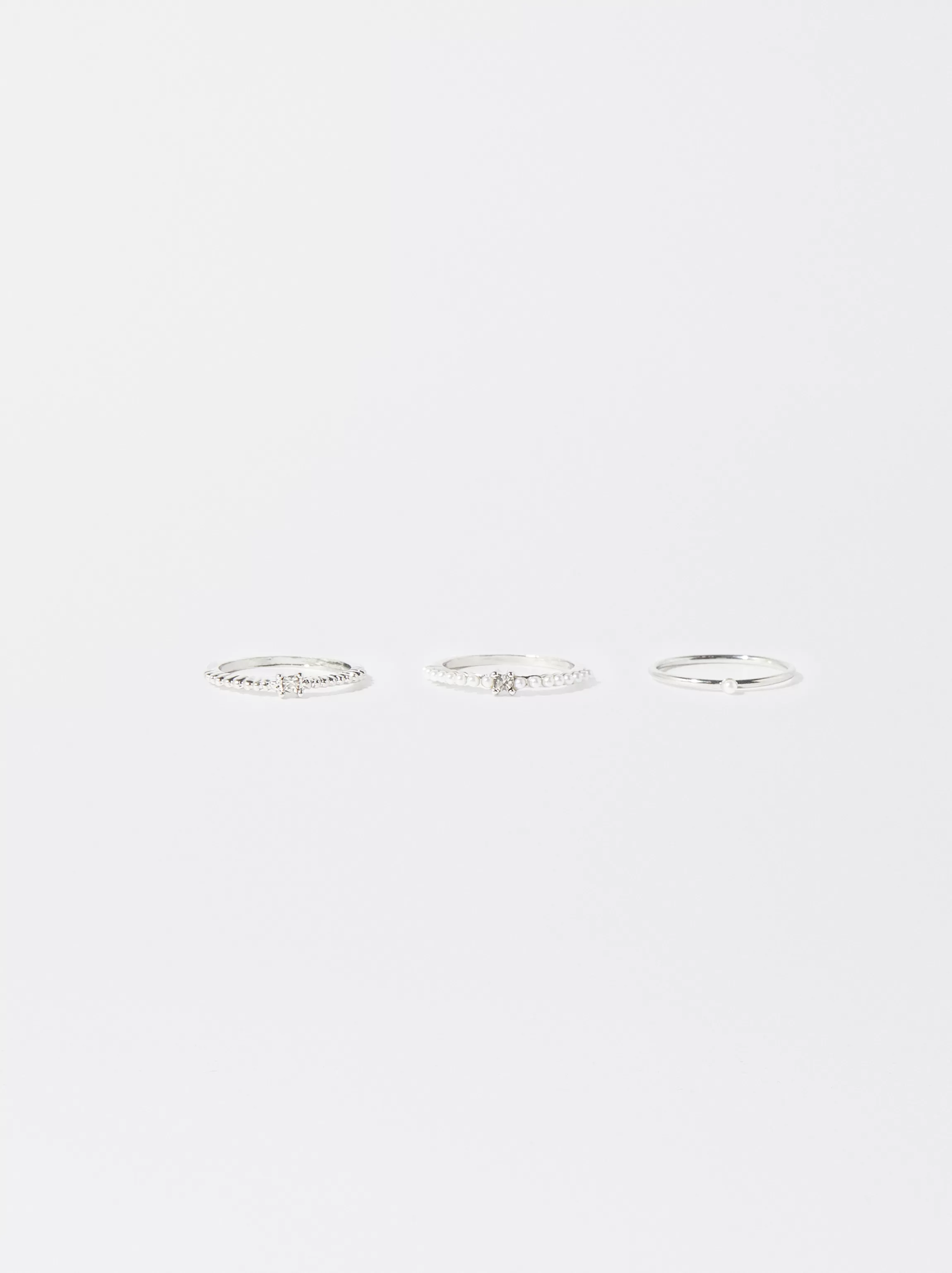 Mujer PARFOIS Bisutería Delicada | Anillos*Conjunto De Anillos Con Perlas Plateado