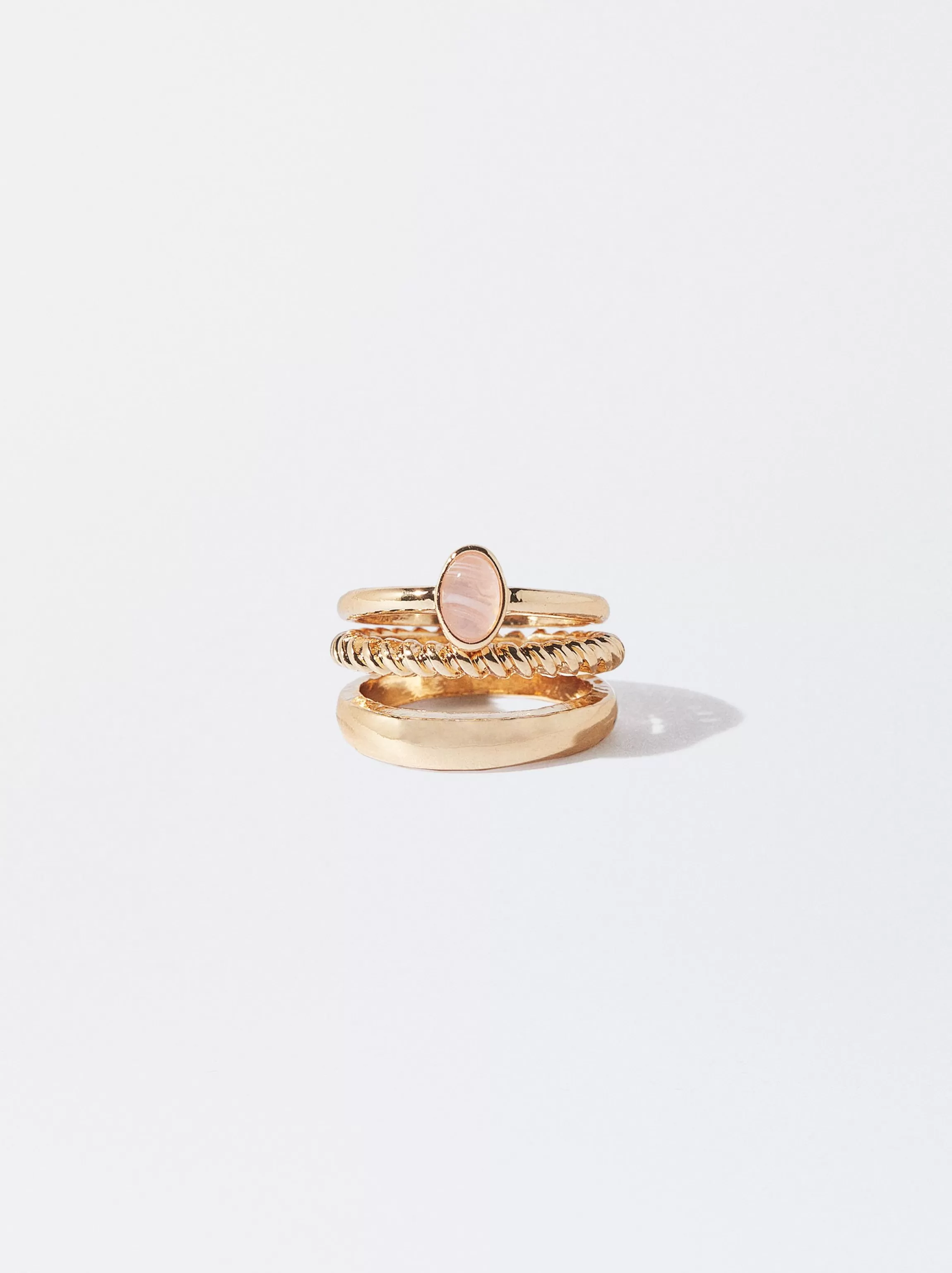 Mujer PARFOIS Anillos*Conjunto De Anillos Con Piedra Rosa