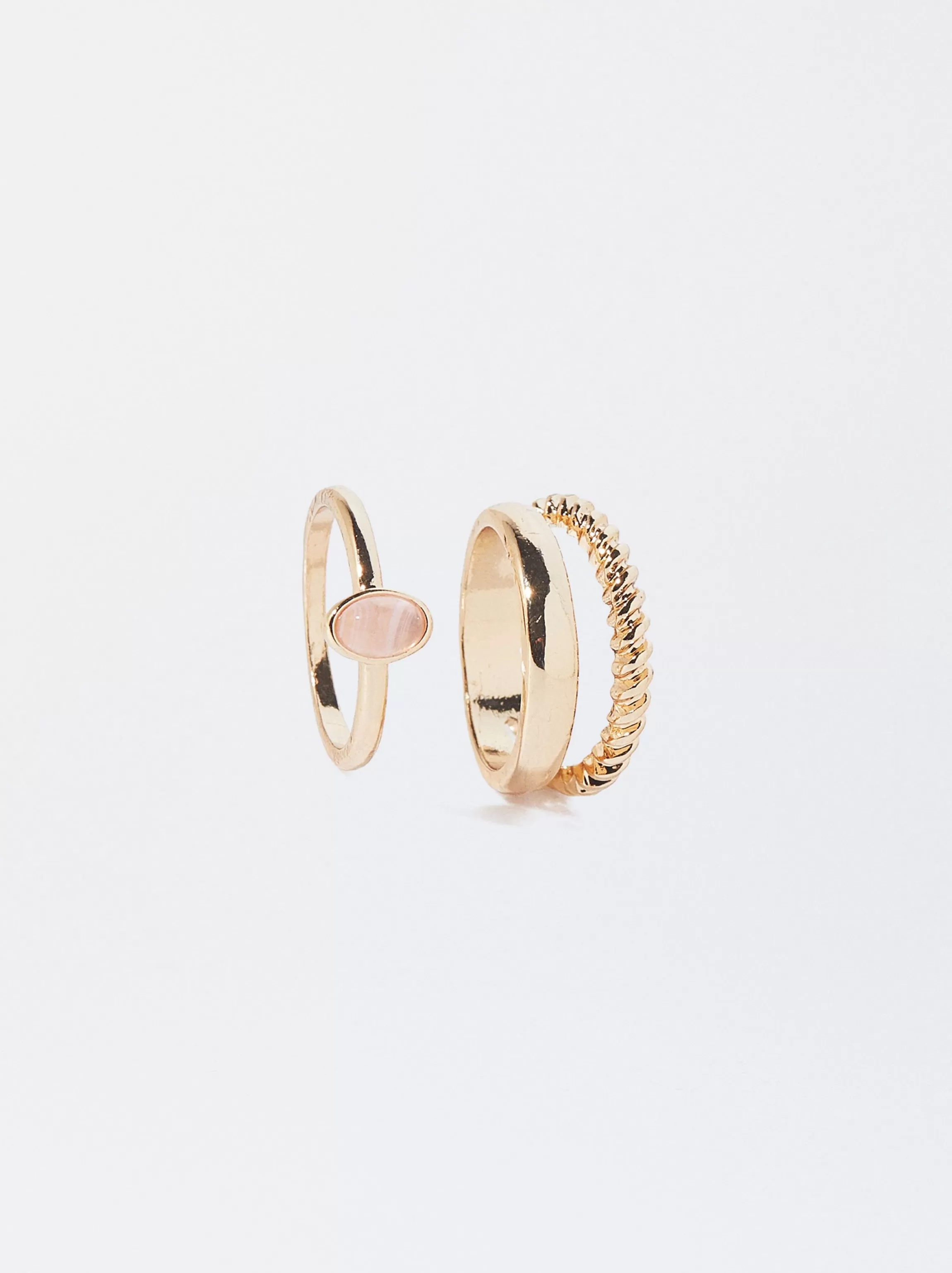 Mujer PARFOIS Anillos*Conjunto De Anillos Con Piedra Rosa