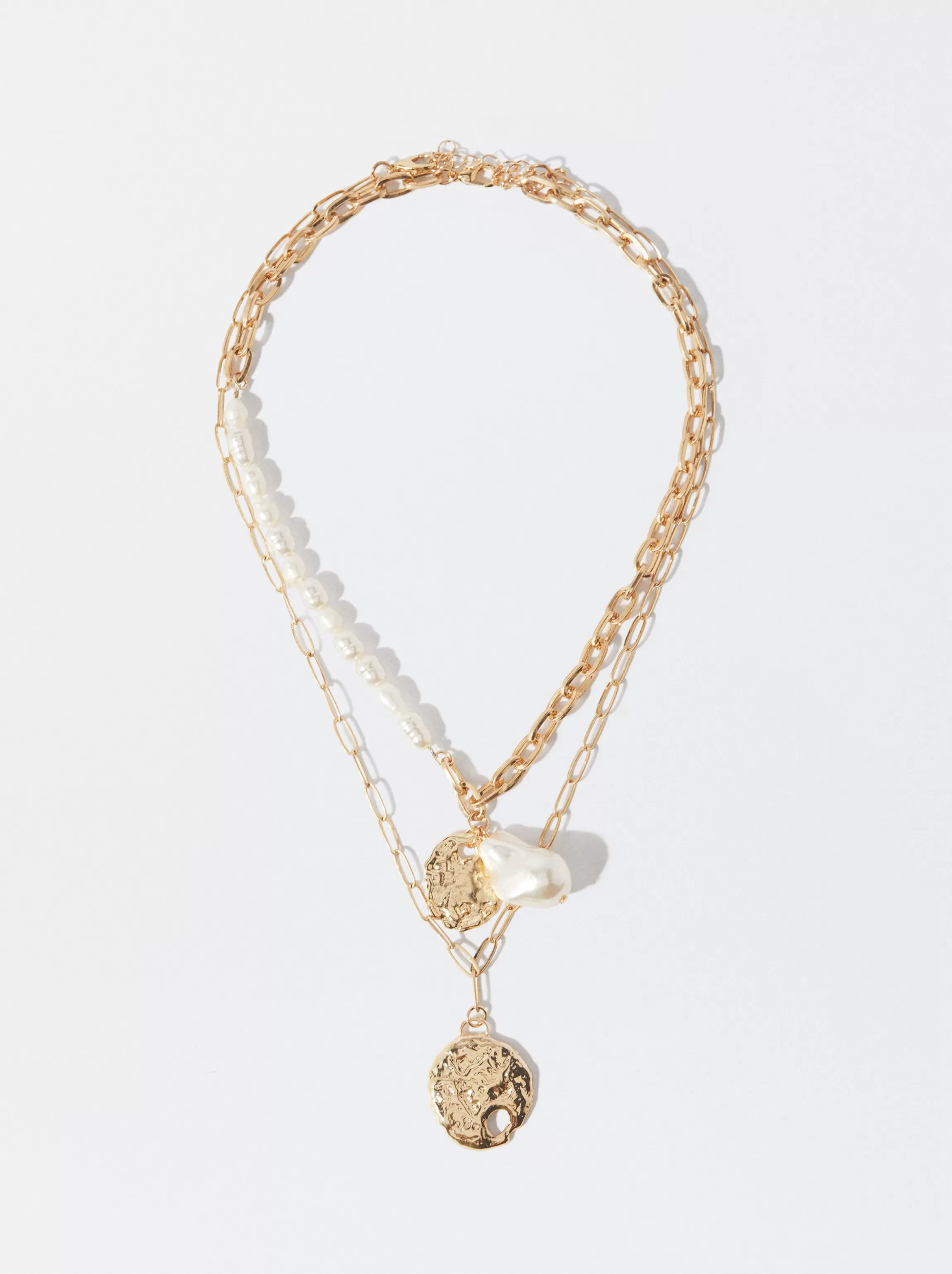 Mujer PARFOIS Trend Collection | Conjunto de Collares | Conjuntos*Conjunto De Collares Con Medallón Y Perlas Blanco