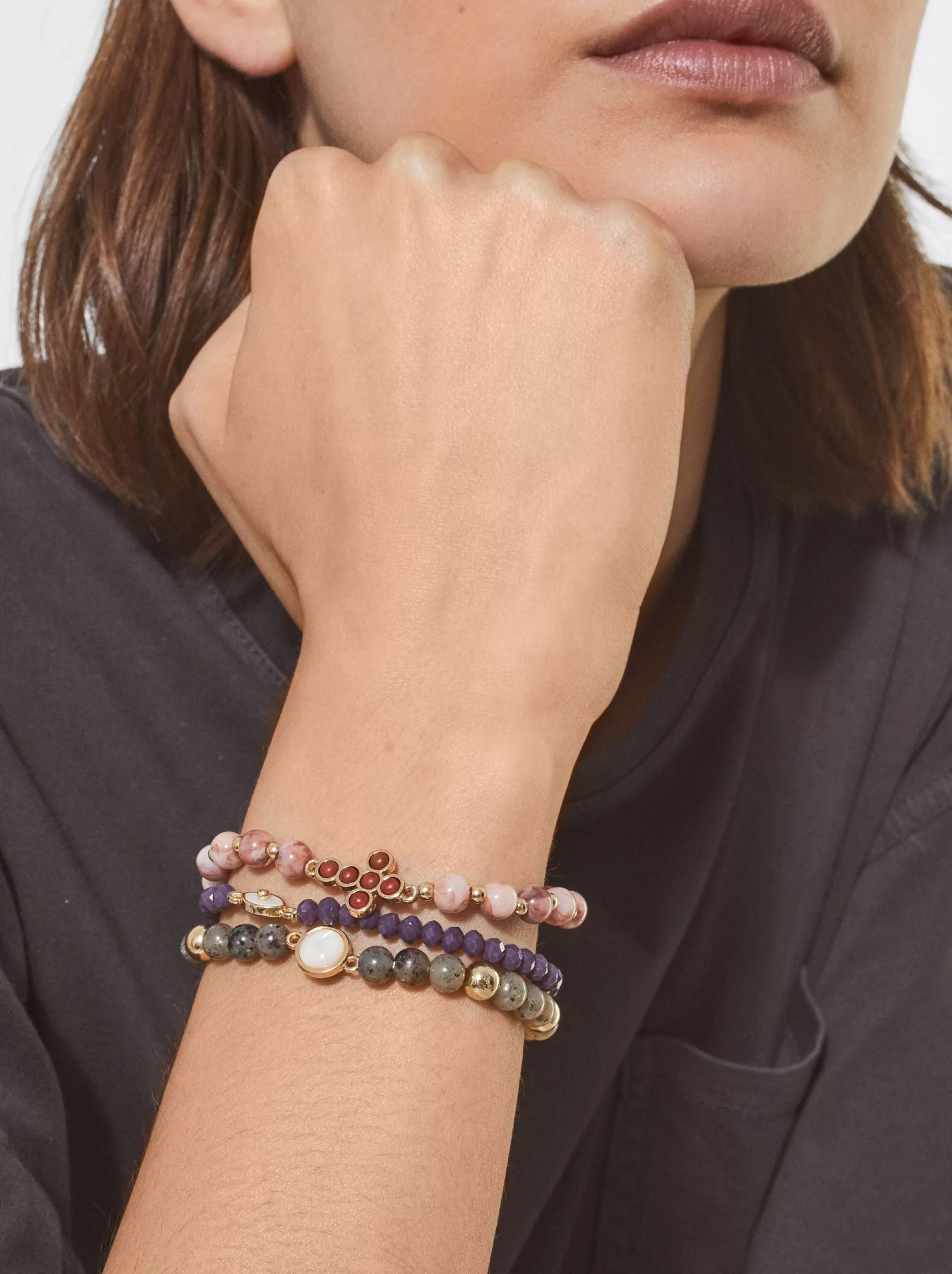 Mujer PARFOIS Pulseras*Conjunto De Pulseras Elásticas Con Piedra Multicor