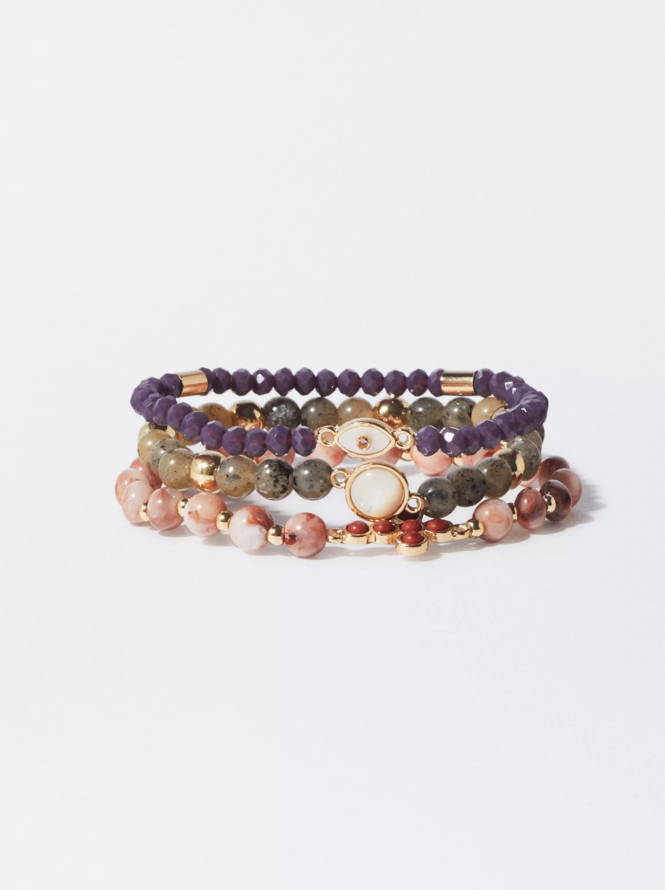 Mujer PARFOIS Pulseras*Conjunto De Pulseras Elásticas Con Piedra Multicor