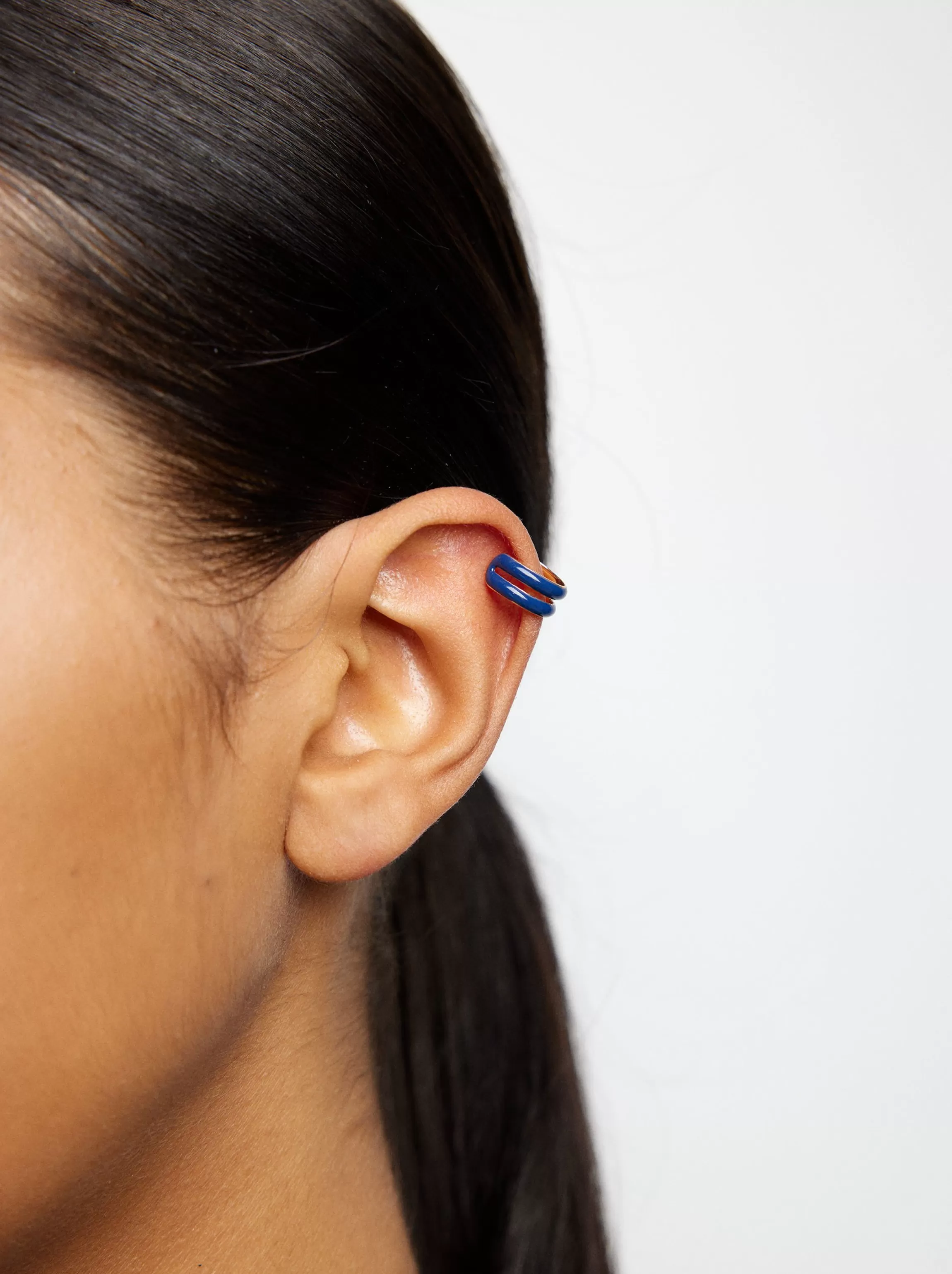 Mujer PARFOIS Pendientes Earcuff*Ear Cuff Con Esmalte Azul Marino