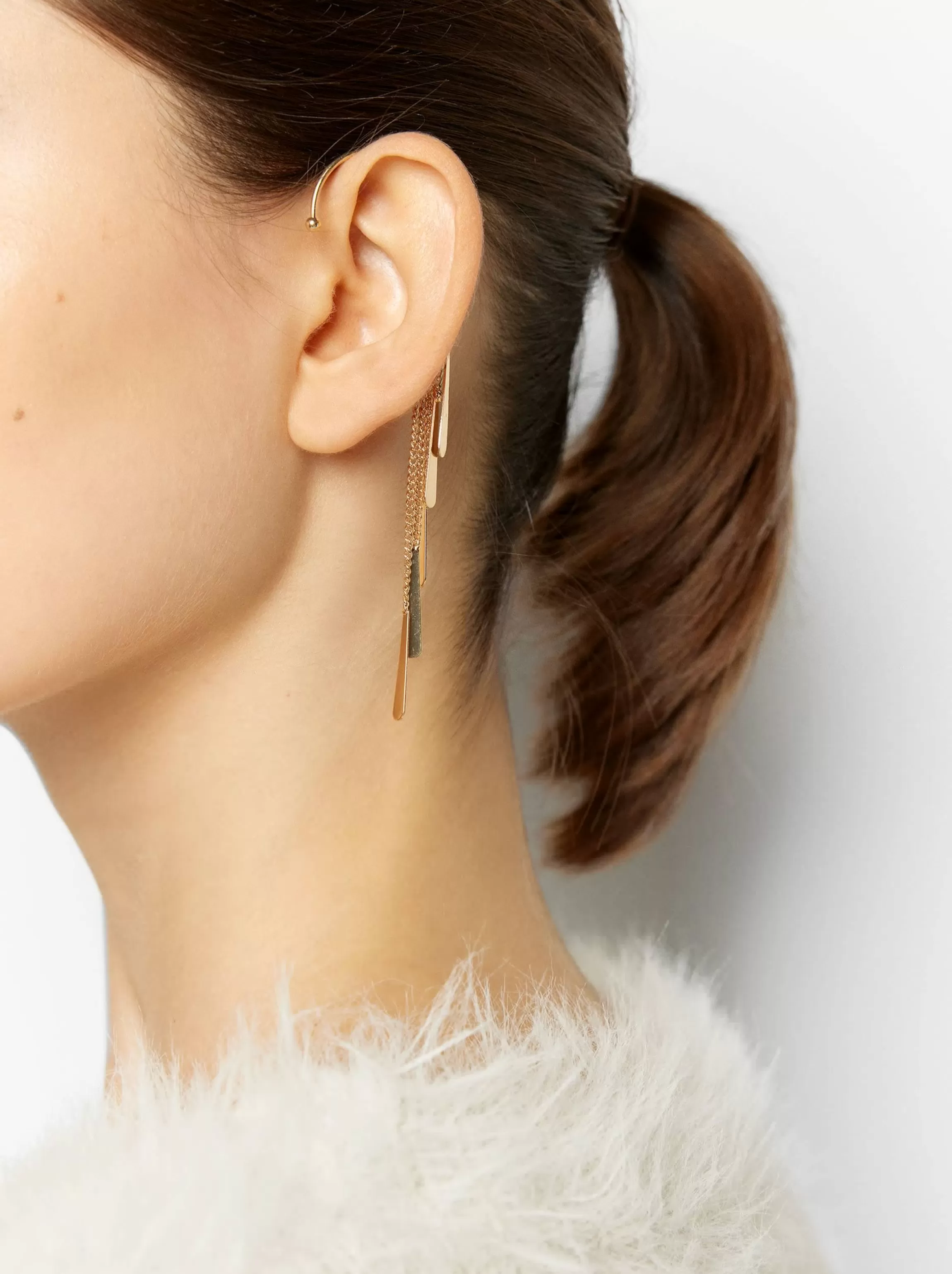 Mujer PARFOIS Pendientes largos | Pendientes Earcuff*Earcuff Con Lágrimas Dorado