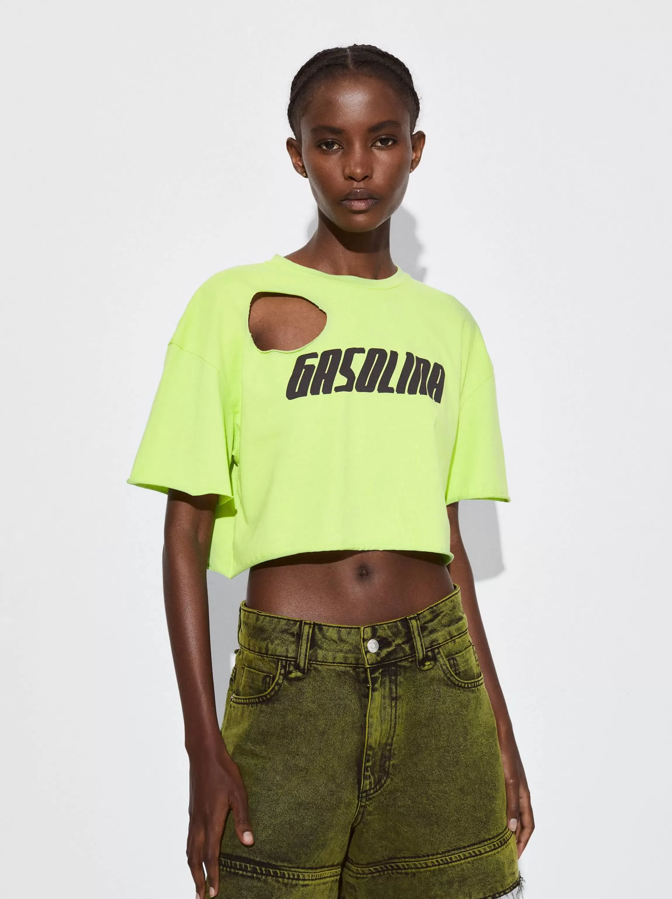 Mujer PARFOIS Tops y Camisetas*Exclusivo Online - Camiseta Cropped Cut Out Verde