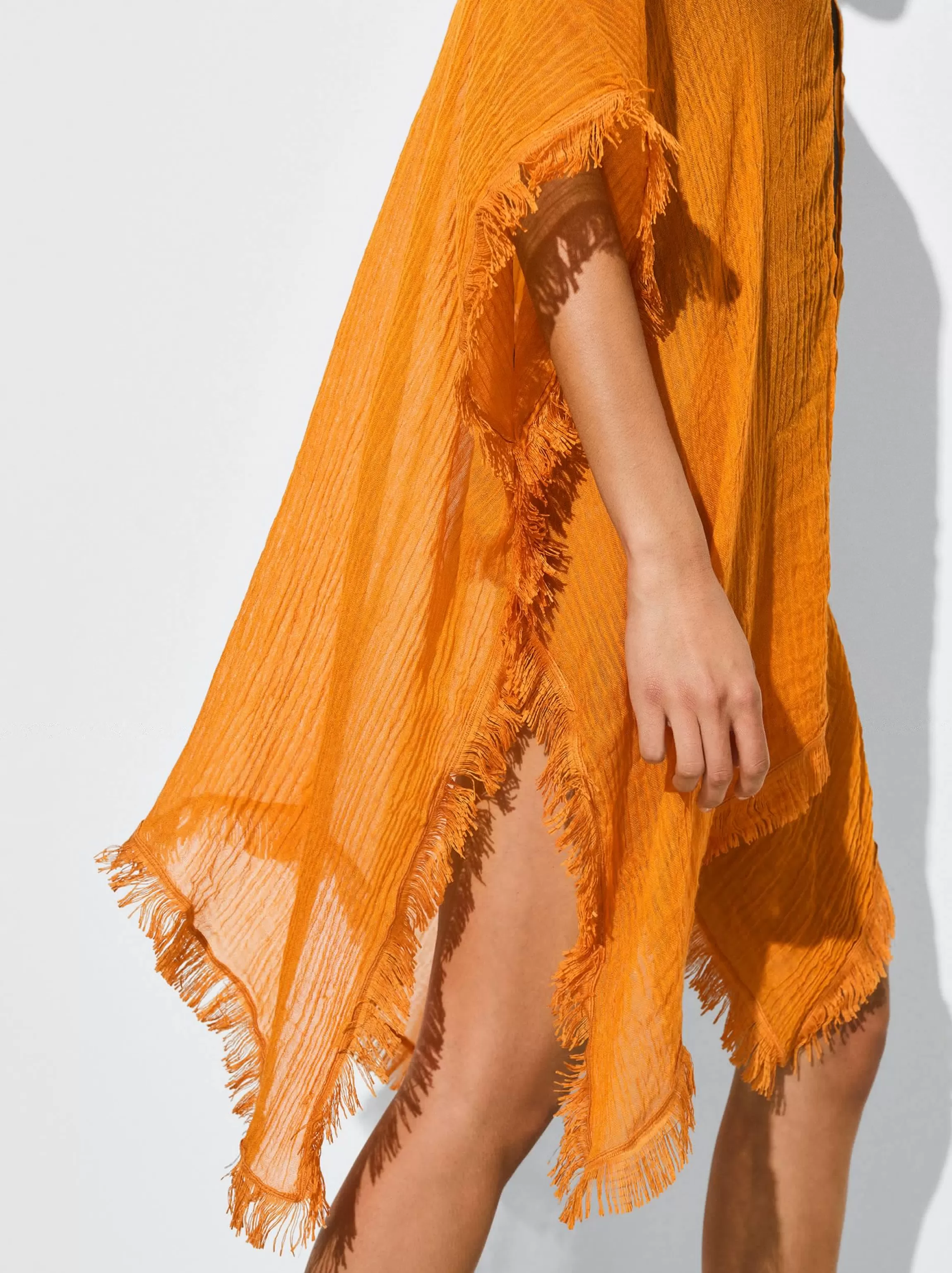 Mujer PARFOIS Ponchos | Ponchos y Kimonos*Kaftan Con Flecos Naranja