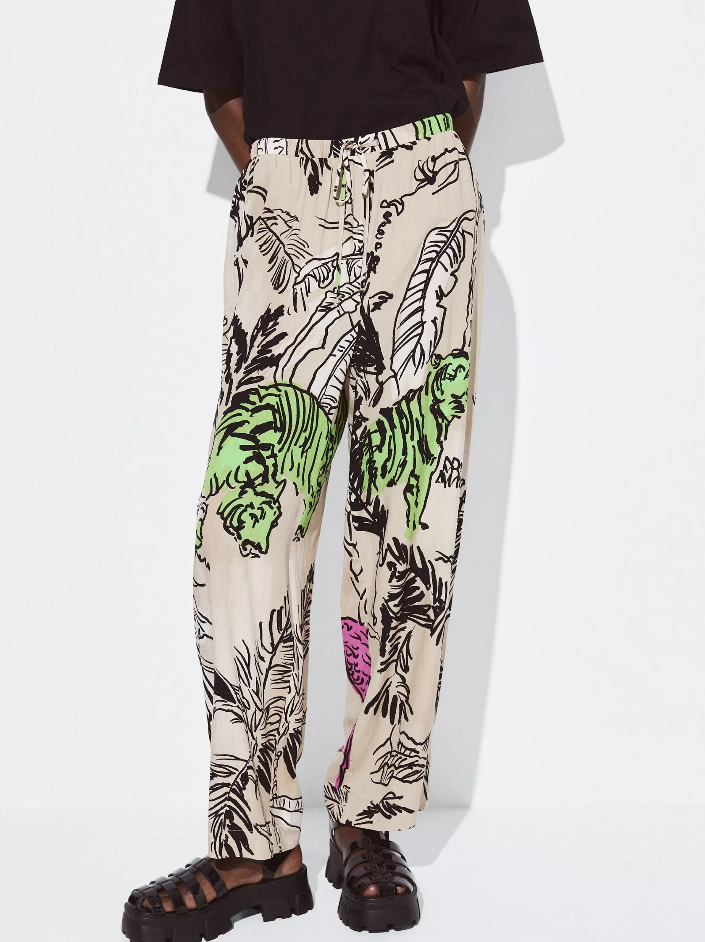 Mujer PARFOIS Pantalones*Pantalón Fluido Estampado Multicor