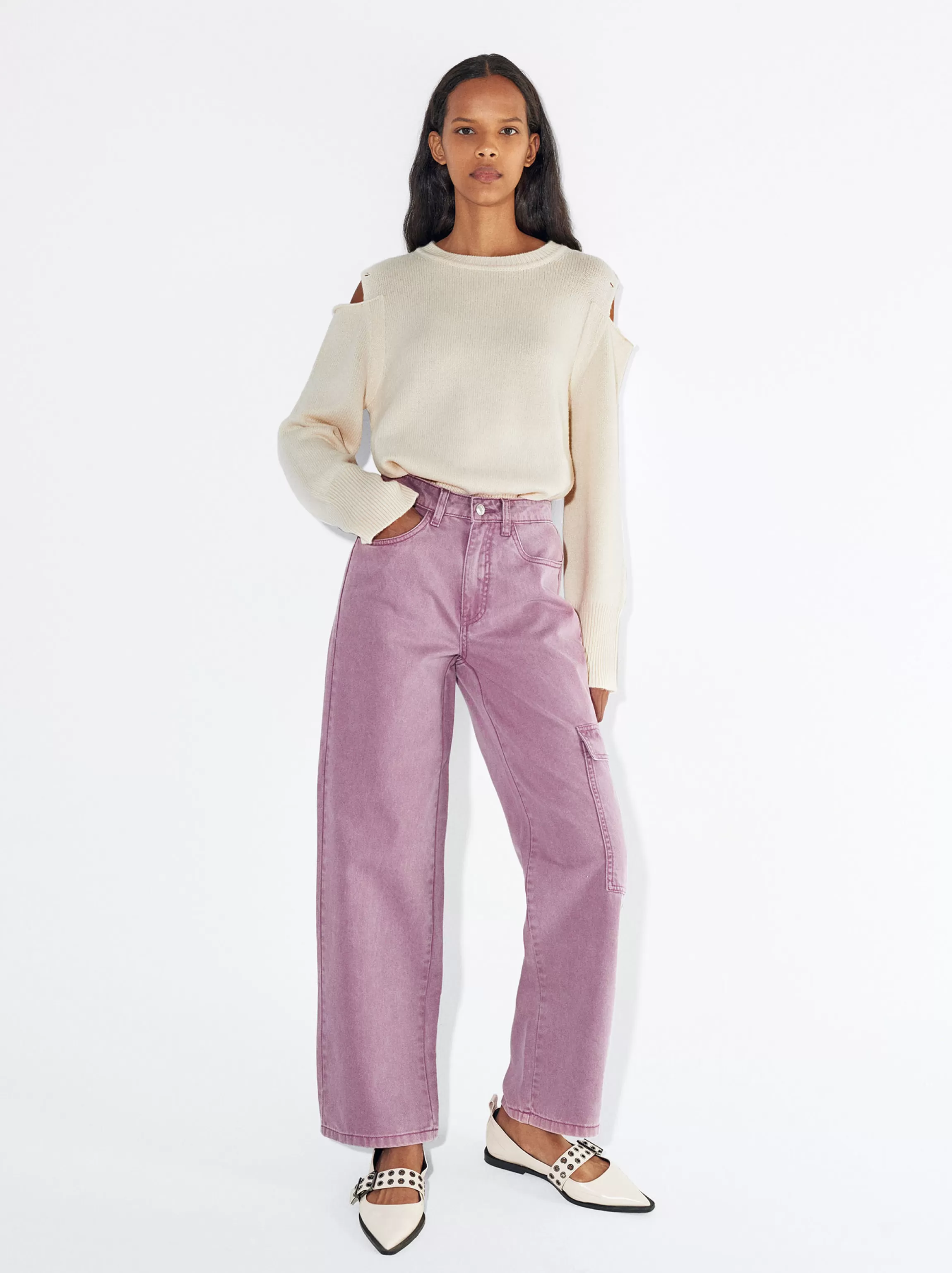 Mujer PARFOIS Pantalones*Pantalones Cargo Algodón Rosa