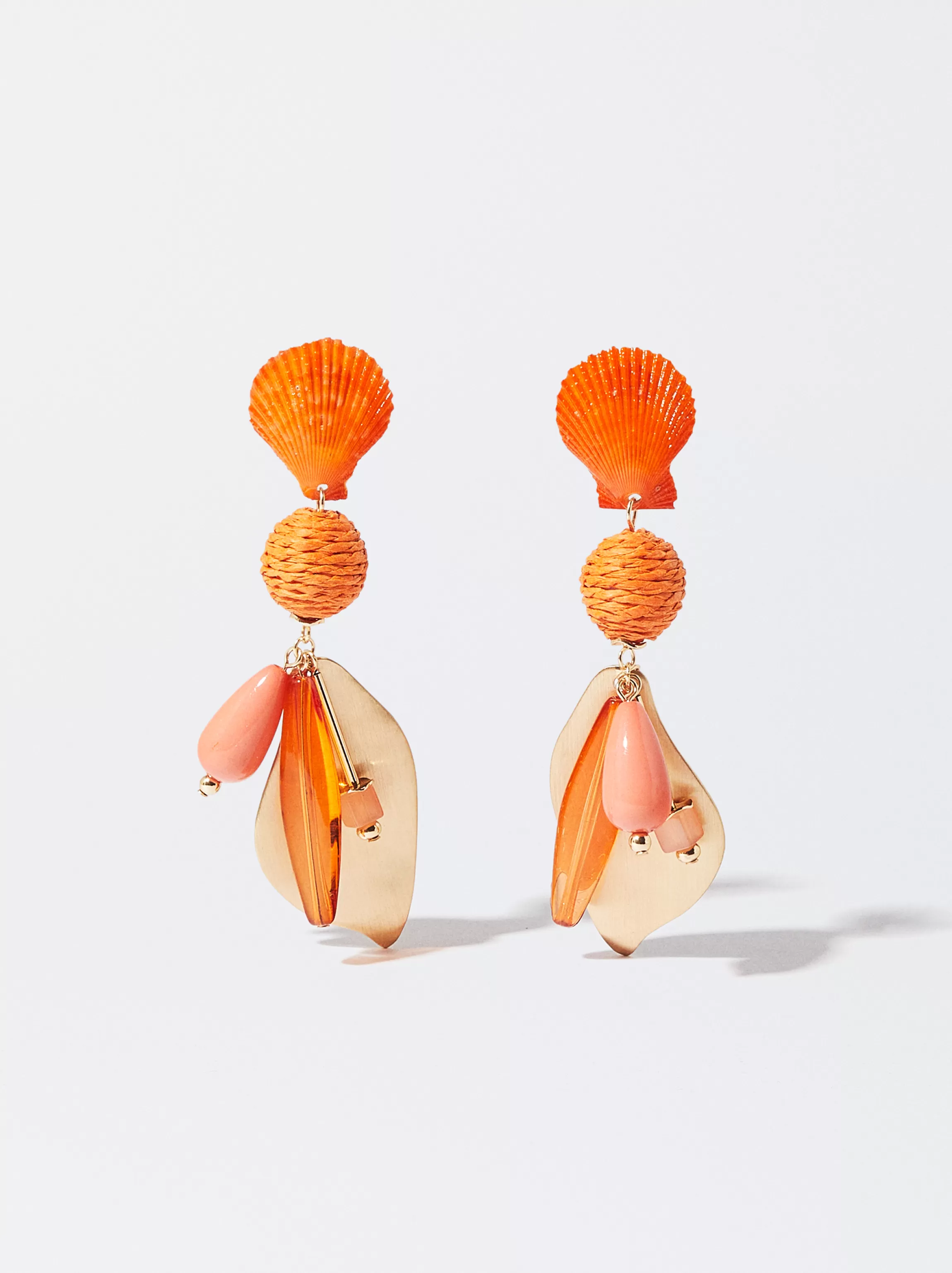 Mujer PARFOIS Pendientes largos*Pendientes Con Concha Naranja