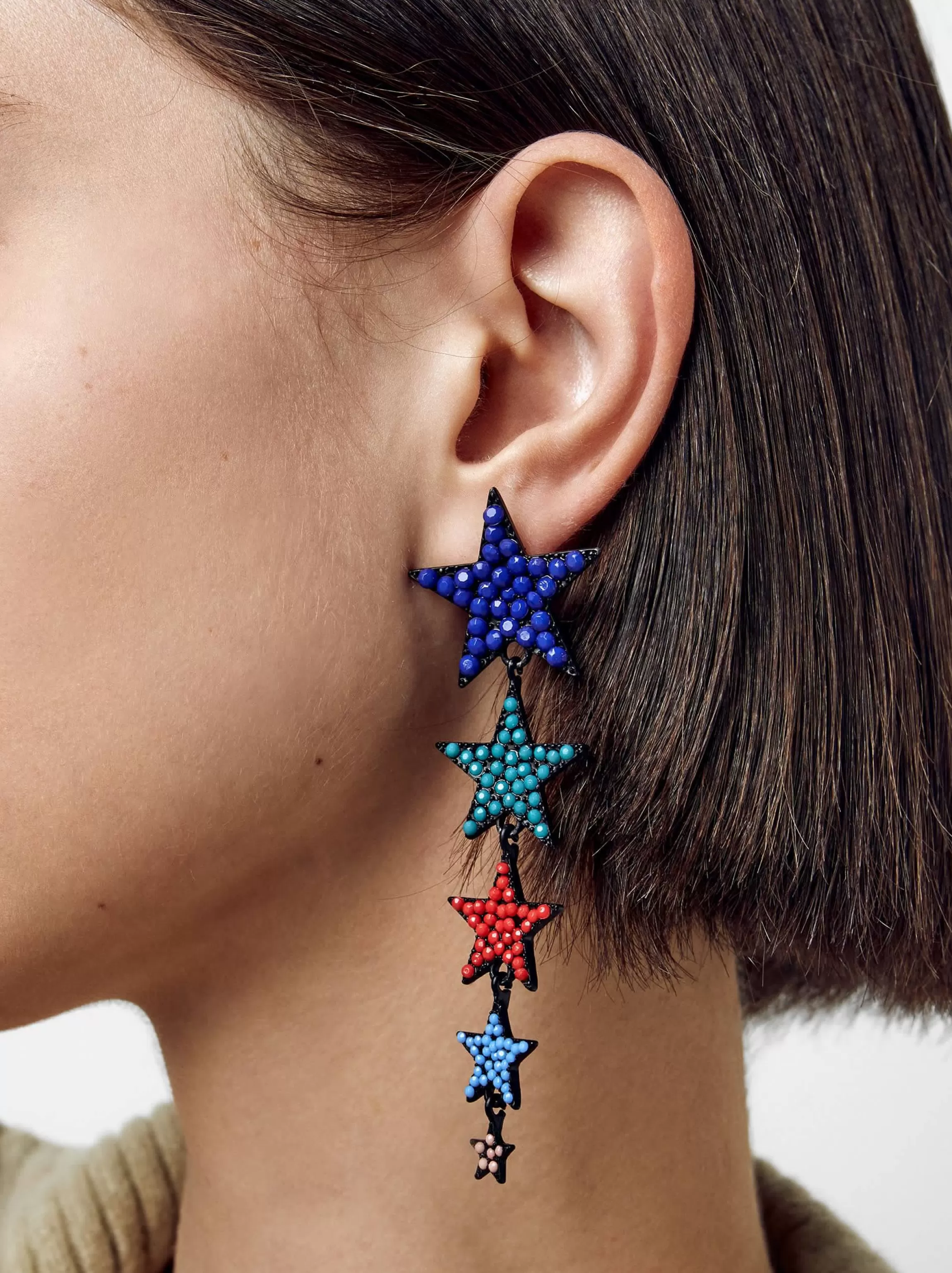 Mujer PARFOIS Pendientes largos*Pendientes Con Estrellas Multicor