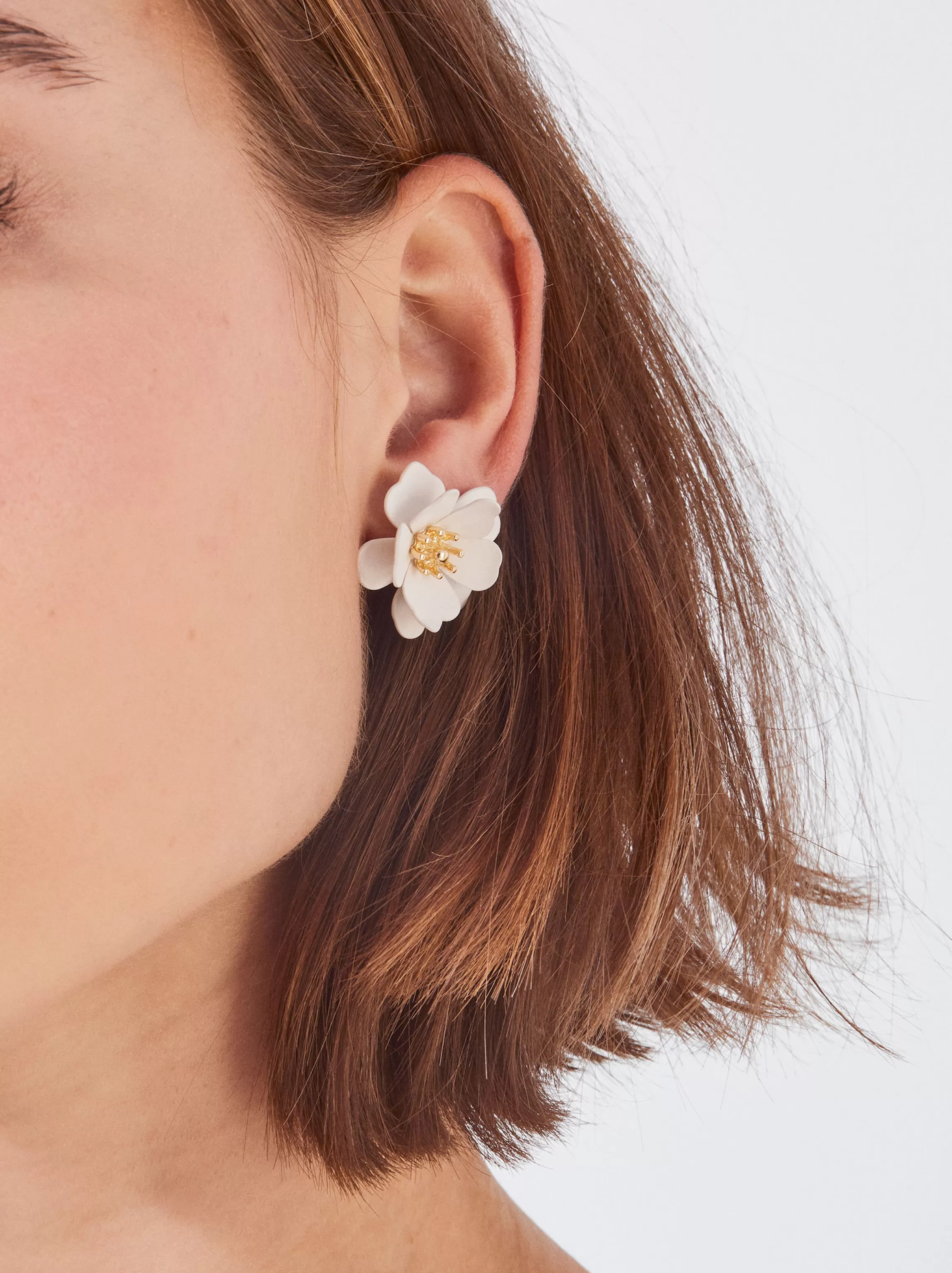 Mujer PARFOIS Trend Collection | Pendientes cortos*Pendientes Con Flor Blanco