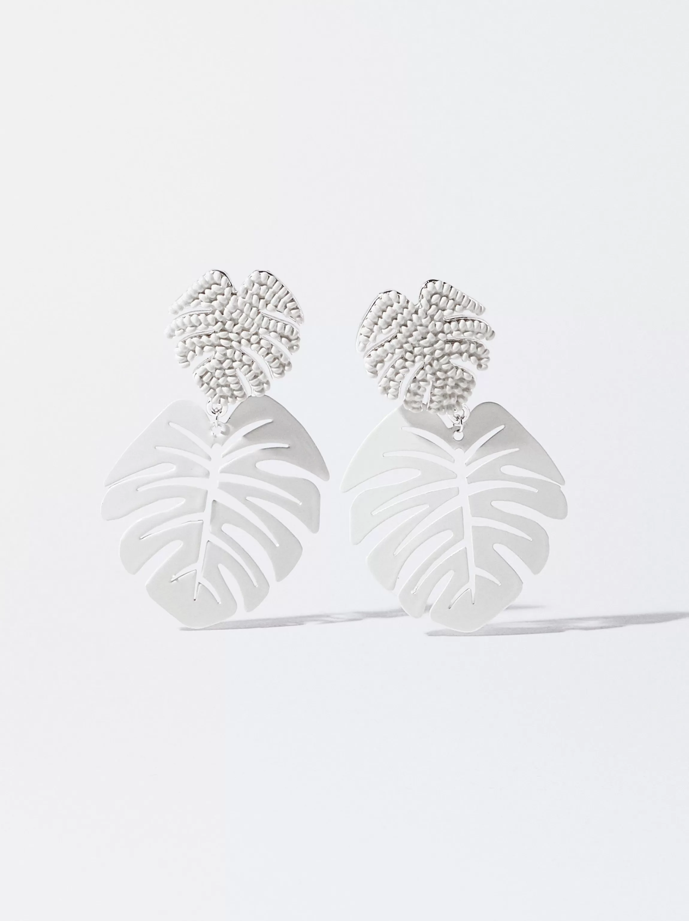 Mujer PARFOIS Pendientes largos*Pendientes Con Hoja Blanco