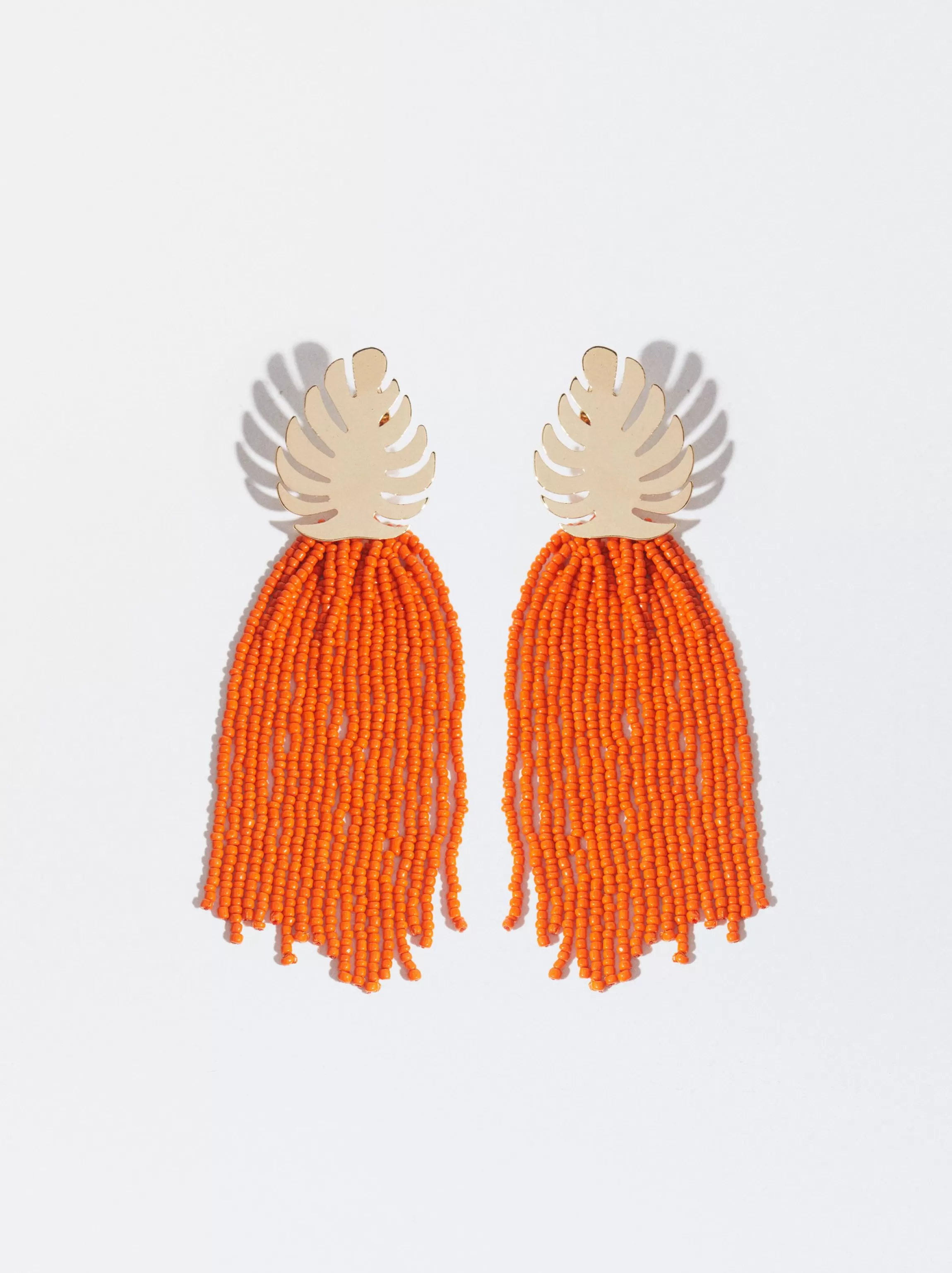 Mujer PARFOIS Pendientes largos*Pendientes Con Hoja Y Abalorios Naranja