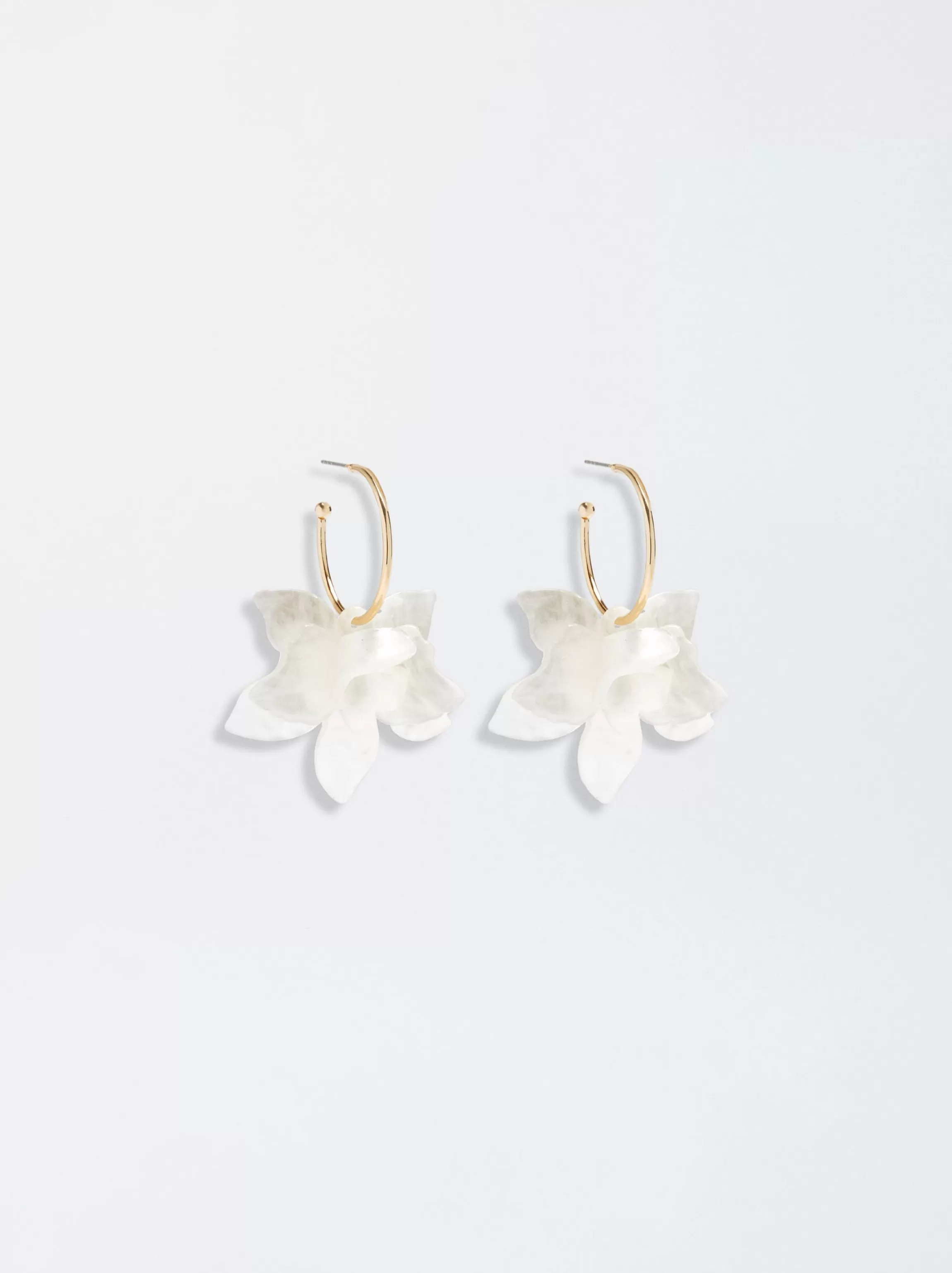 Mujer PARFOIS Trend Collection | Pendientes de aro | Pendientes largos | Pendientes medianos*Pendientes De Aro Con Flor Blanco